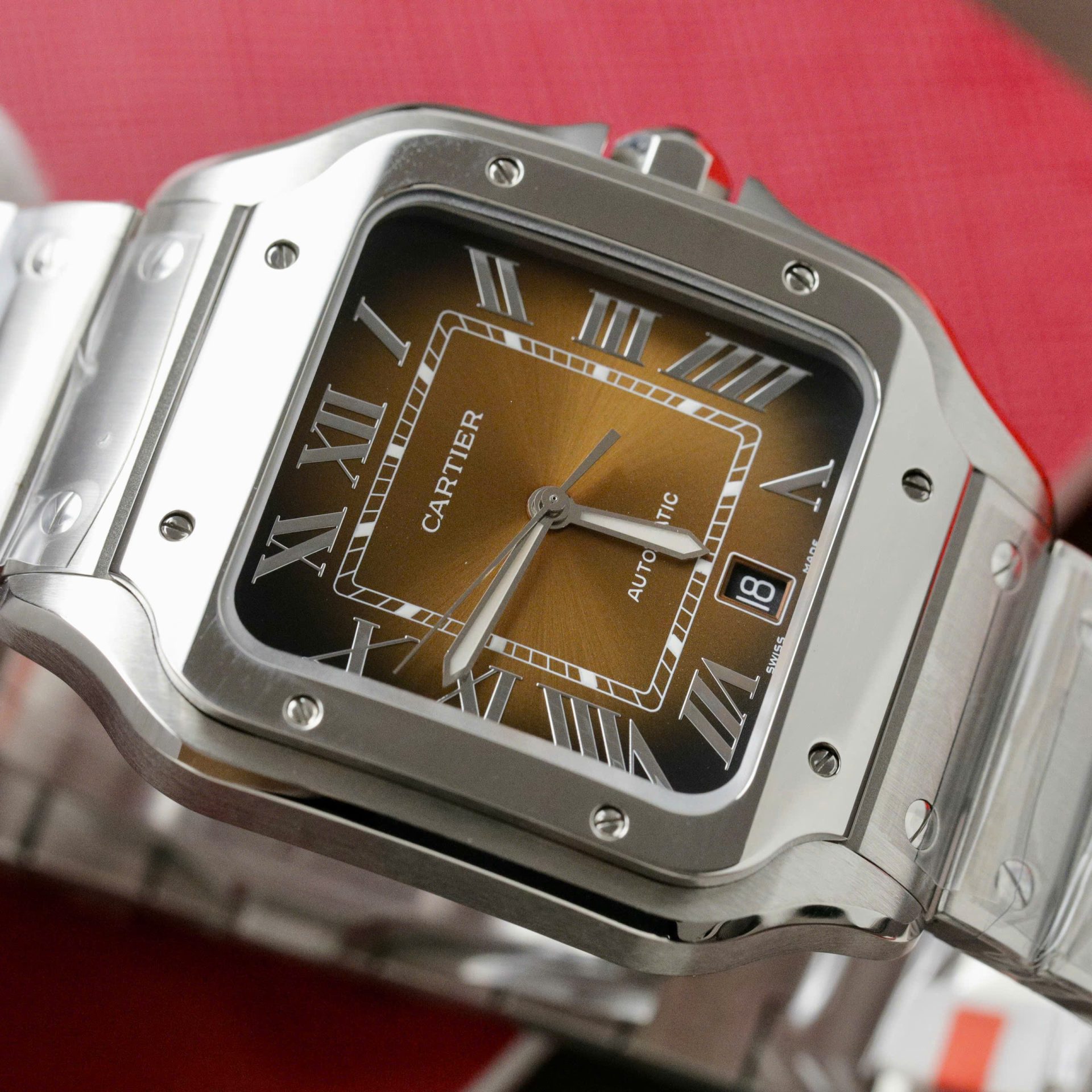 Cartier Santos WSSA0064 Fake Watch Brown Dial BV Factory 39.8mm
