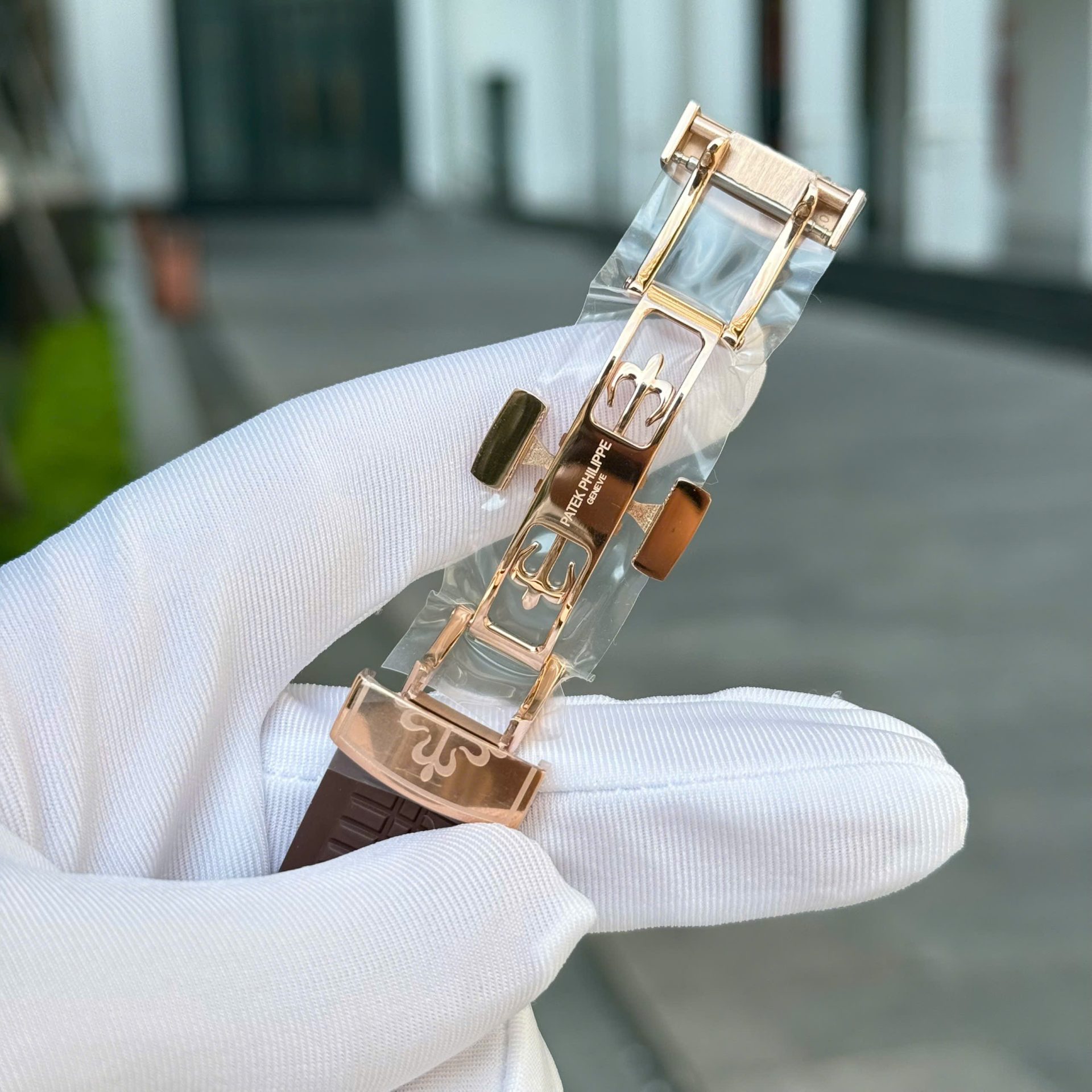 Patek Philippe Aquanaut 5167 Rose Gold Fake Watches Brown Dial Rubber Strap Custom BBF Factory 40mm