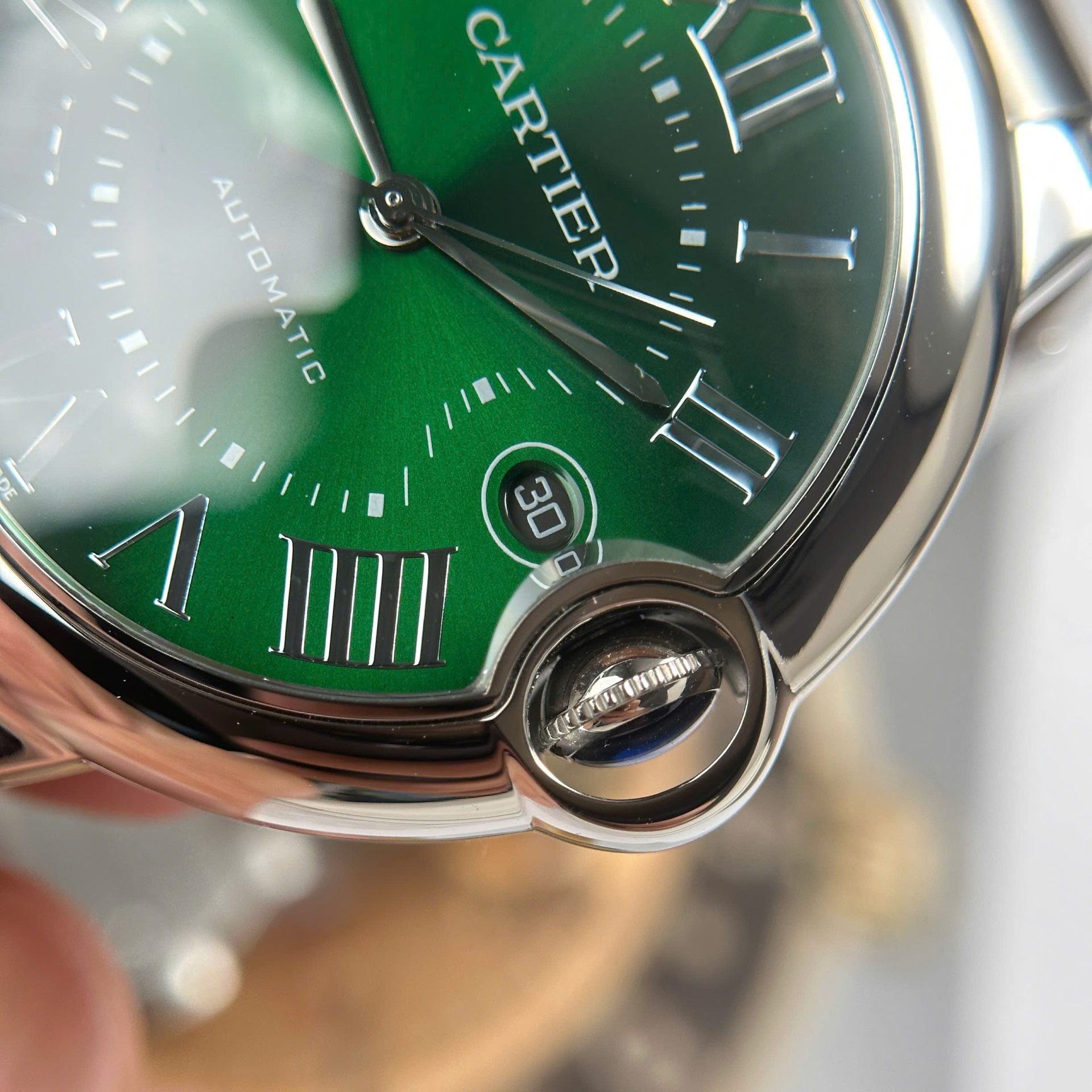 Cartier Ballon Bleu Luxury Fake Watches Green Dial Automatic Movement AF Factory 40mm