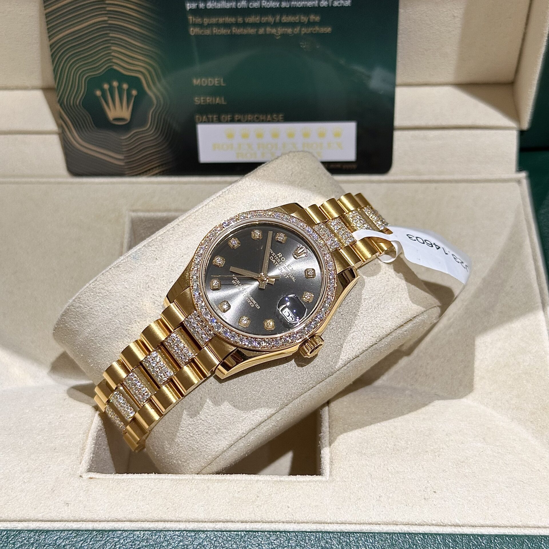 Rolex Rep 11 Watch DateJust Women s 18K Gold Wrapped With Moissanite Diamonds 31mm