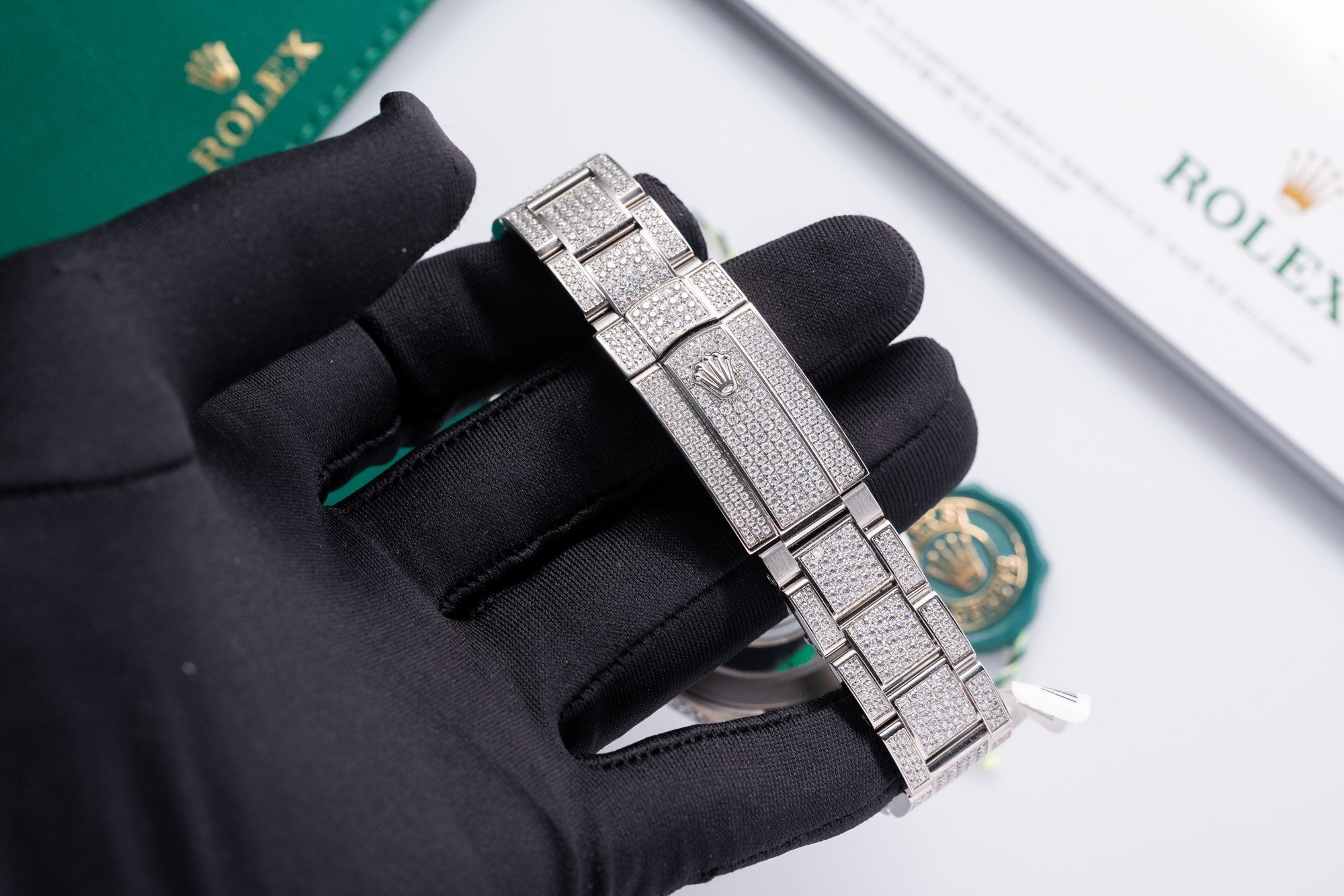 Rolex Replica 1:1 Watch DateJust With Full Moissanite Diamond Blue Dial 41mm