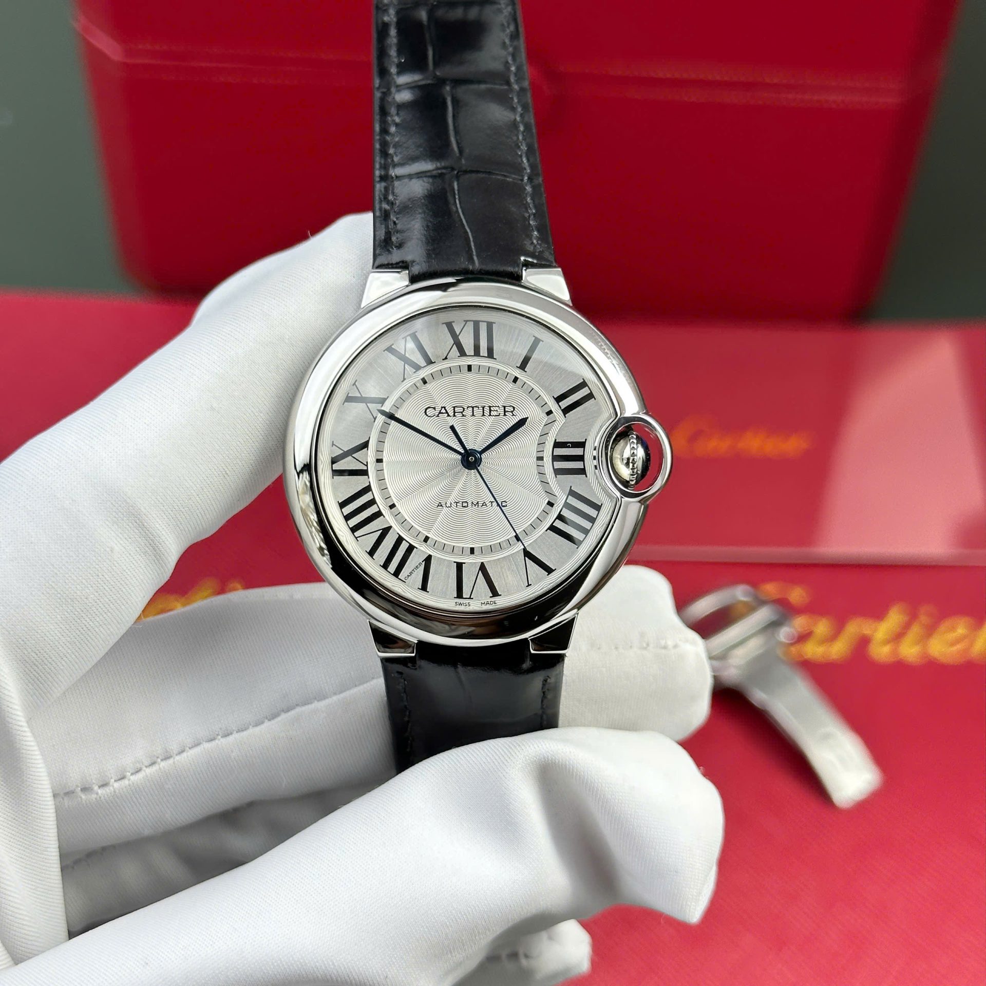 Cartier Ballon Bleu Replica 11 Watch White Dial Leather Strap AF Factory 36mm