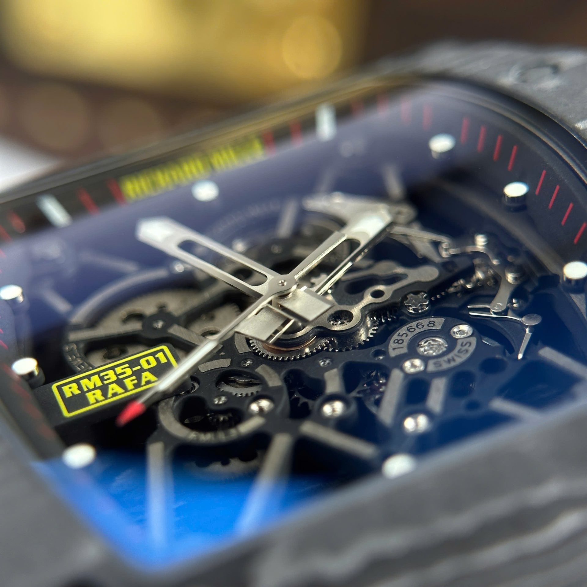 Richard Mille RM35-01 Rafael Nadal Carbon NTPT Replica Watches Black Rubber Strap ZF Factory 49,9x43mm