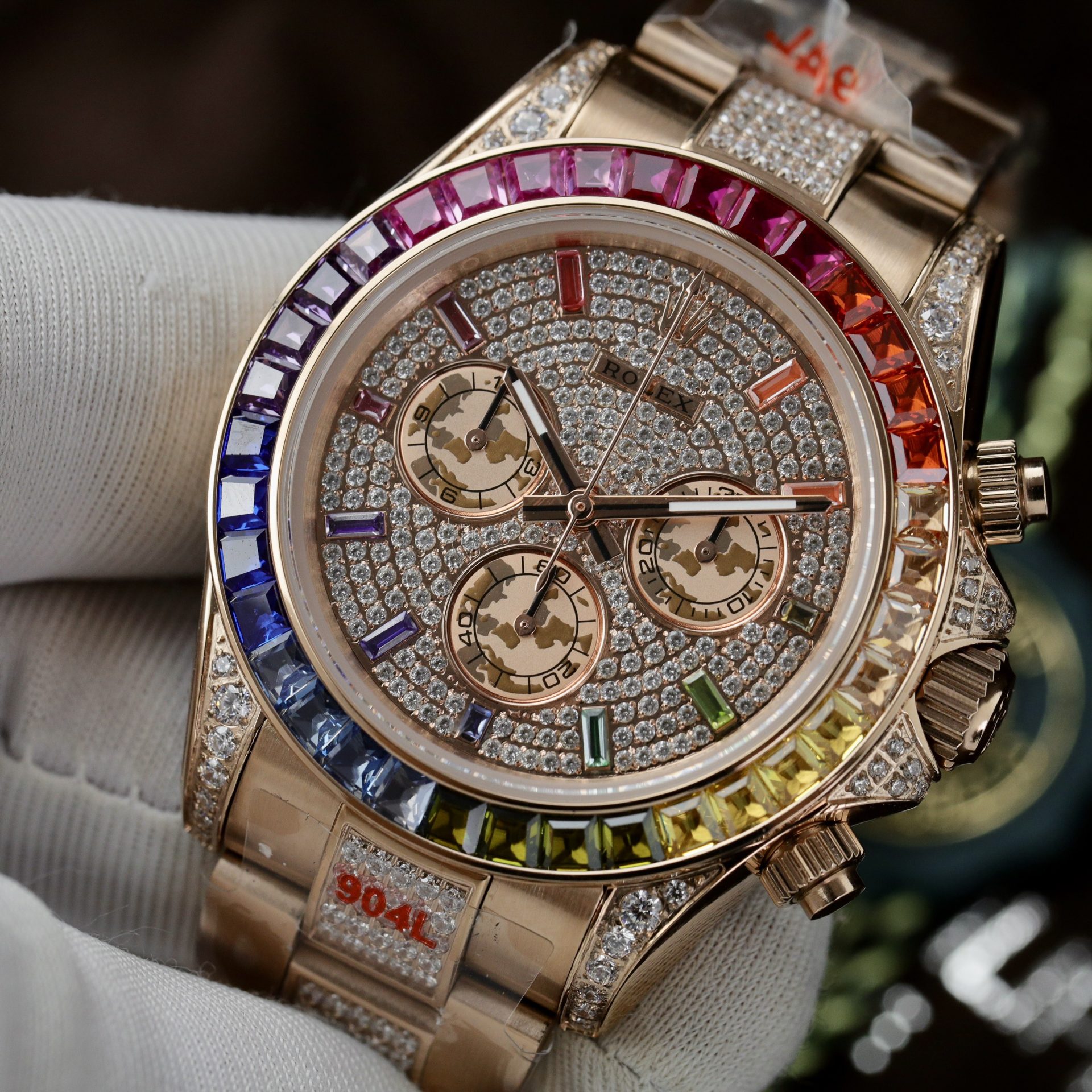 Rolex Replica 1:1 Watch Daytona Rainbow Full CZ Stone High Quality 40mm