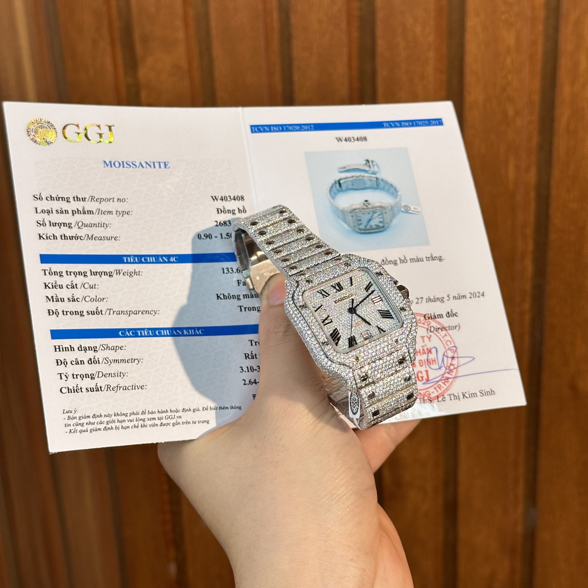 Cartier Iced Out Santos De Cartier Customs Moissanite Diamonds 39.8mm