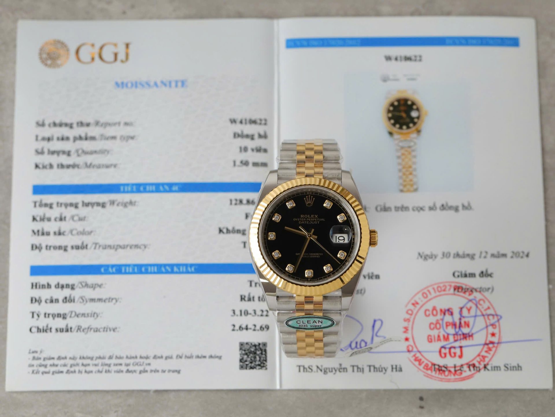 Rolex DateJust Replica Watches Black Dial Moissanite Diamonds Clean Factory 41mm