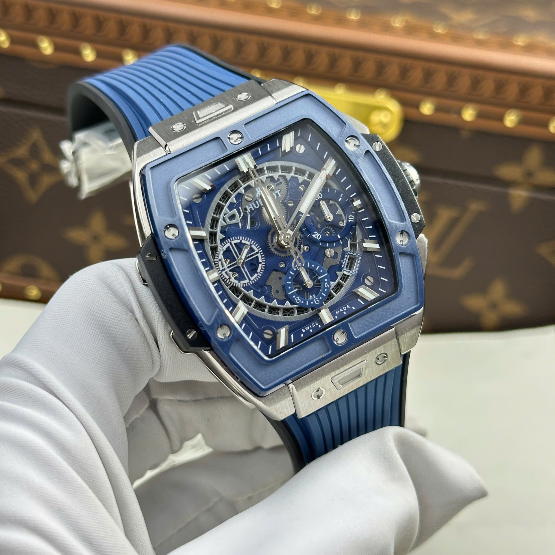Hublot Spirit Of Big Bang Titanium Replica Watch Bezel Blue BBF Factory 42mm