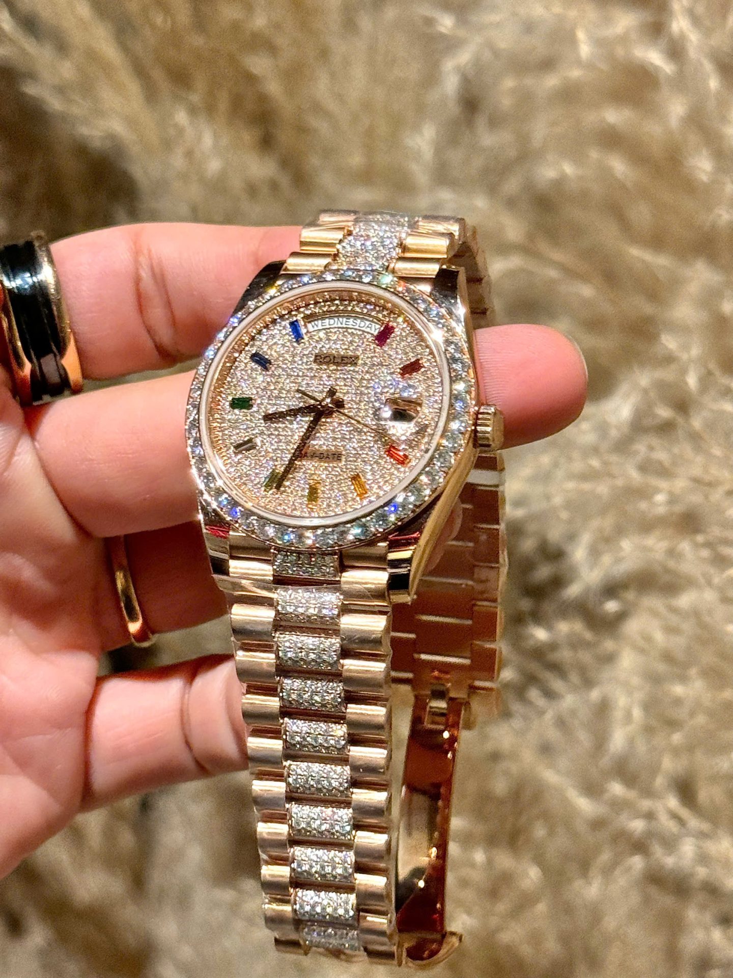 Rolex Day-Date Replica Watches Custom Moissanite Diamonds And Gold Wrapped 40mm