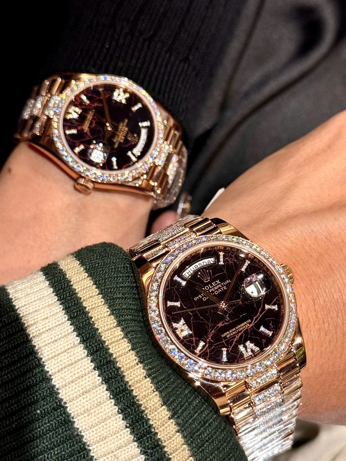 Rolex Day-Date Replica Watch Meteorite Dial Custom Moissanite Diamonds Hong Kong 40mm