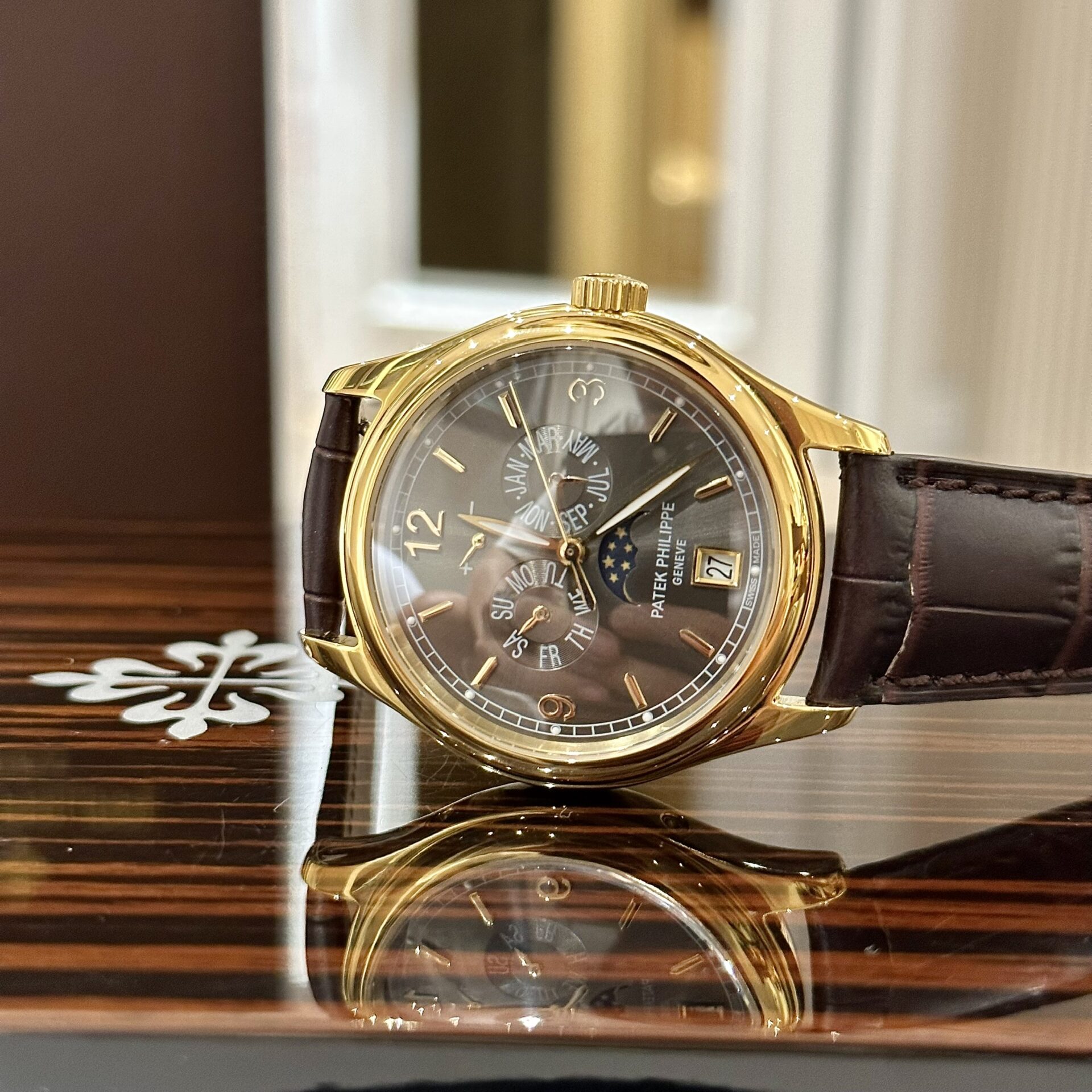 Patek Philippe Replica Watch Complications 5146 Gold Plated leather Strap 40mm