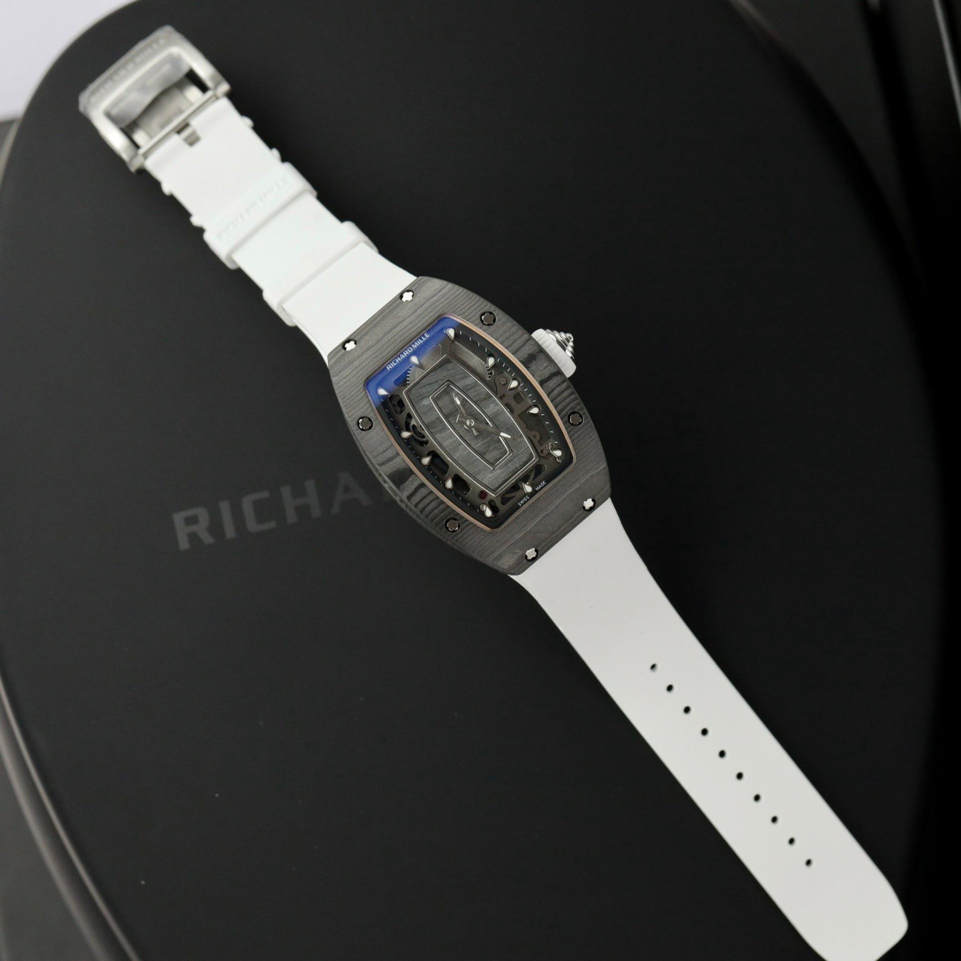Richard Mille Replica 1:1 Watch RM07 Carbon White Rubber Strap Best Quality 36mm
