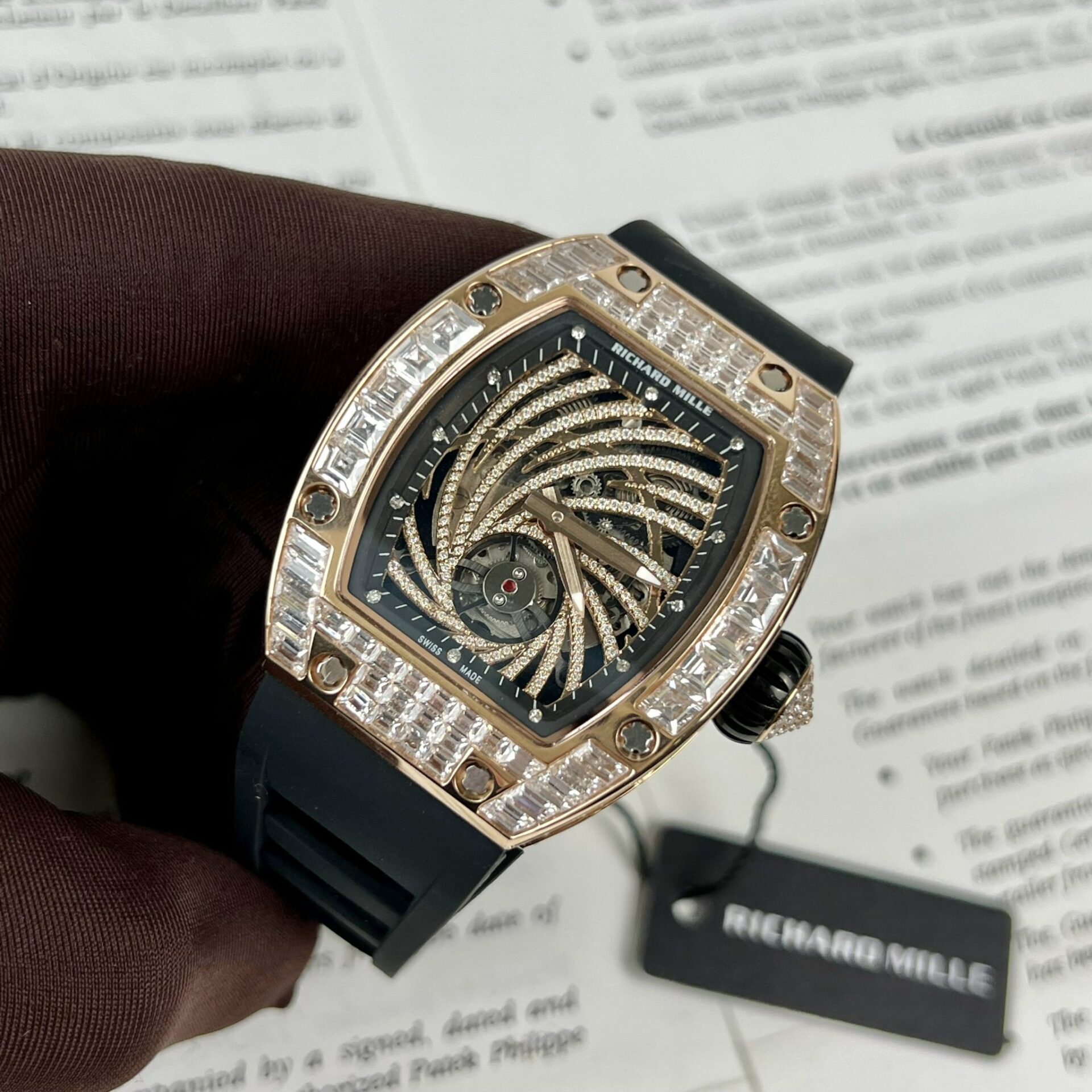 Richard Mille RM51-02 Rose Gold Baguette Replica Watch 40MM