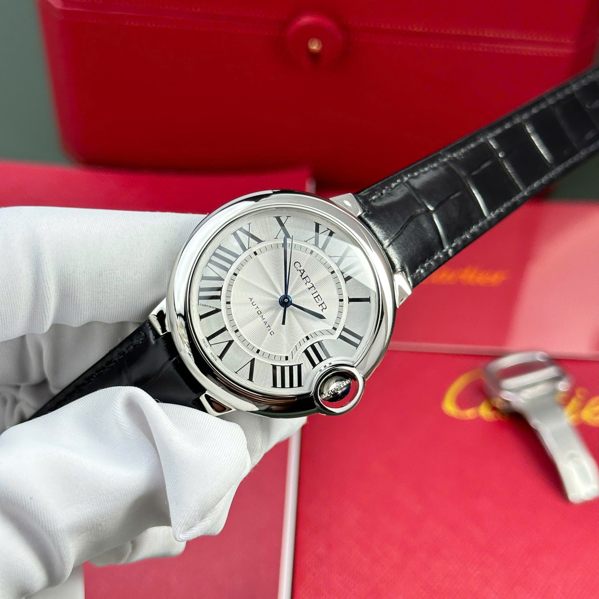 Cartier Ballon Bleu Replica 11 Watch White Dial Leather Strap AF Factory 36mm