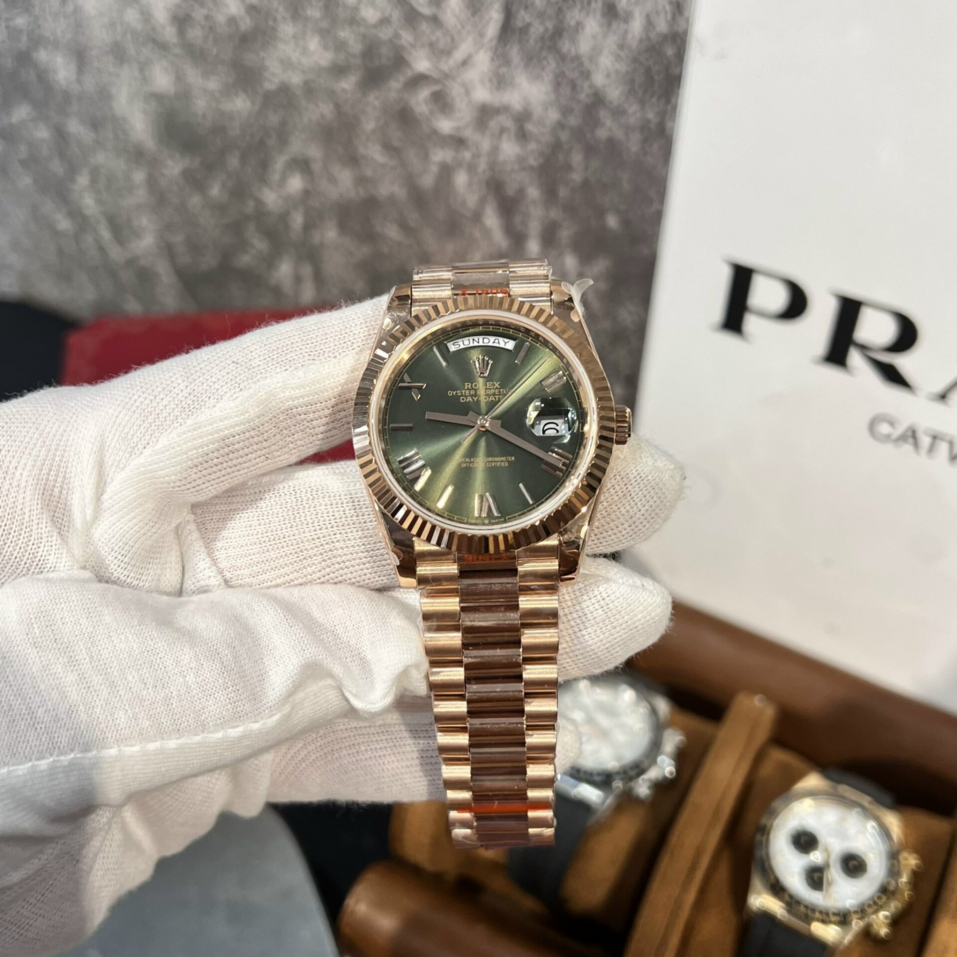 Rolex Replica 1:1 Watch Day-Date 228235 Green Dial Rose Gold Plated GM Factory V2 40mm