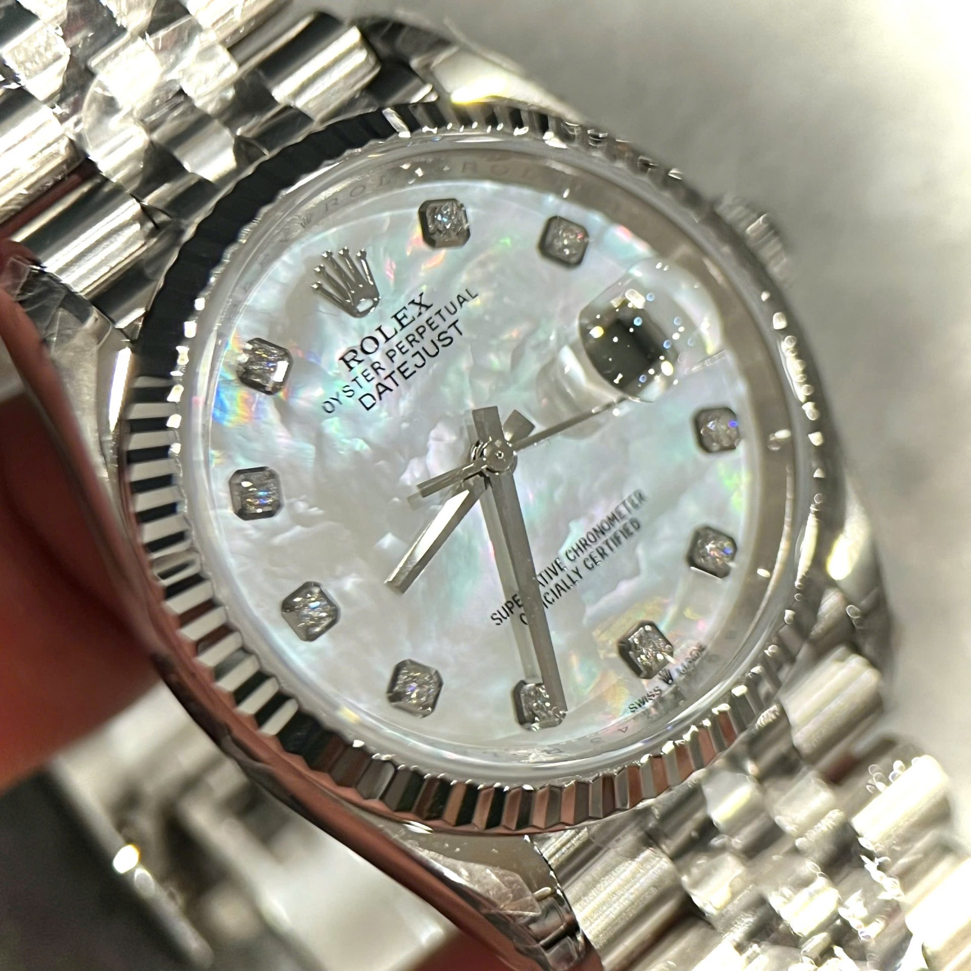 Rolex DateJust 126234 Luxury Replica Watches Mother Of Pearl   Moissanite Dial VS Factory 36mm