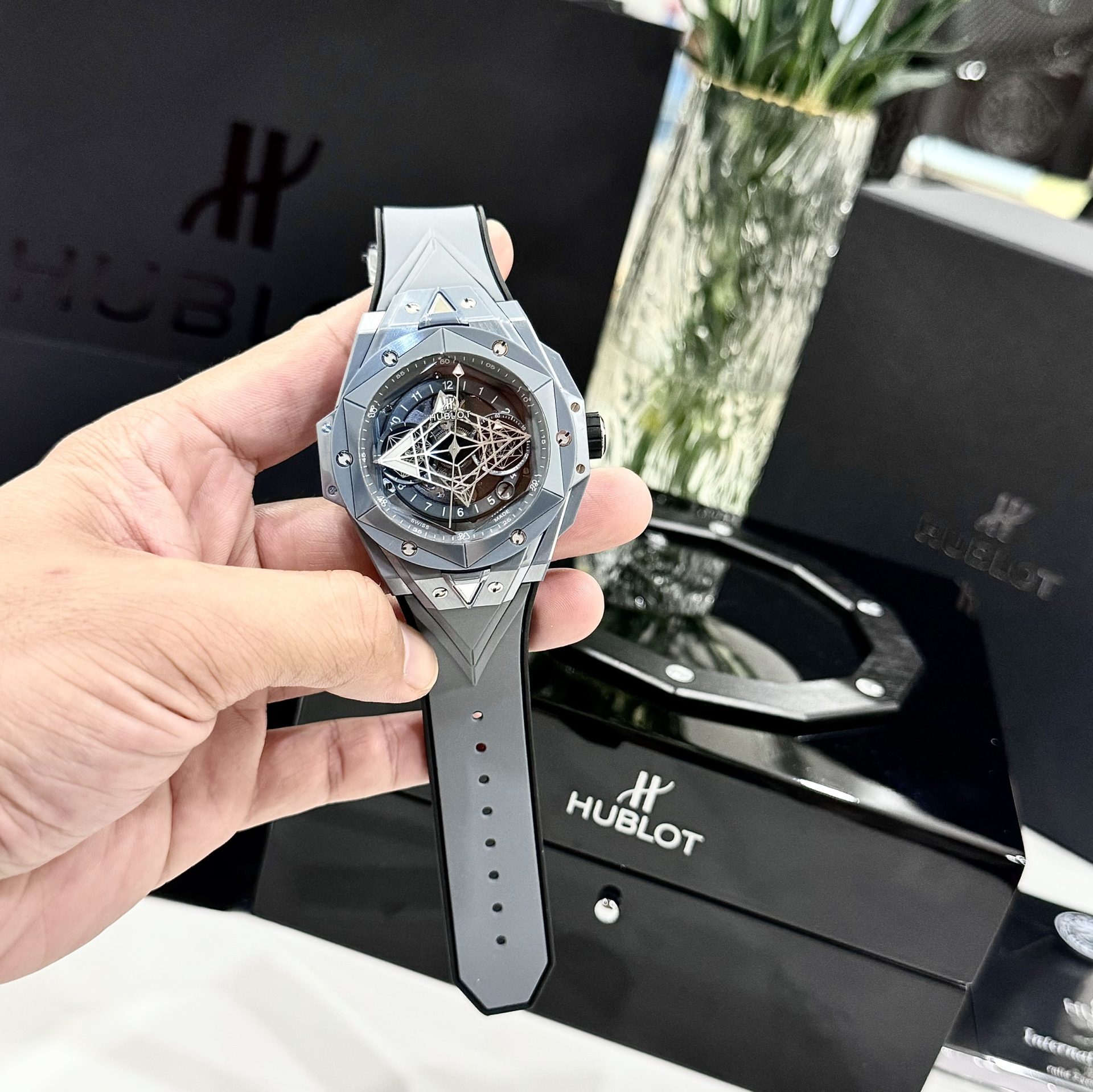 Hublot Replica 1:1 Watch Big Bang Sang Bleu ll Ceramic Gray Factory BBF 45mm
