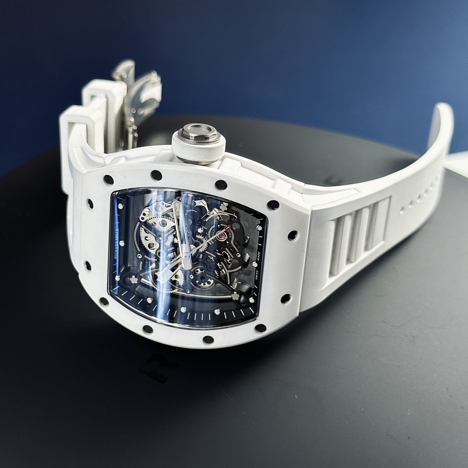 Richard Mille Rep 1:1 Watch RM055 Ceramic Bubba Watson White Factory BBR 45mm
