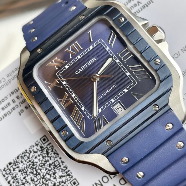 Cartier Replica 1:1 Watch Santos WSSA0030 Blue Dial Rubber Strap 39.8mm