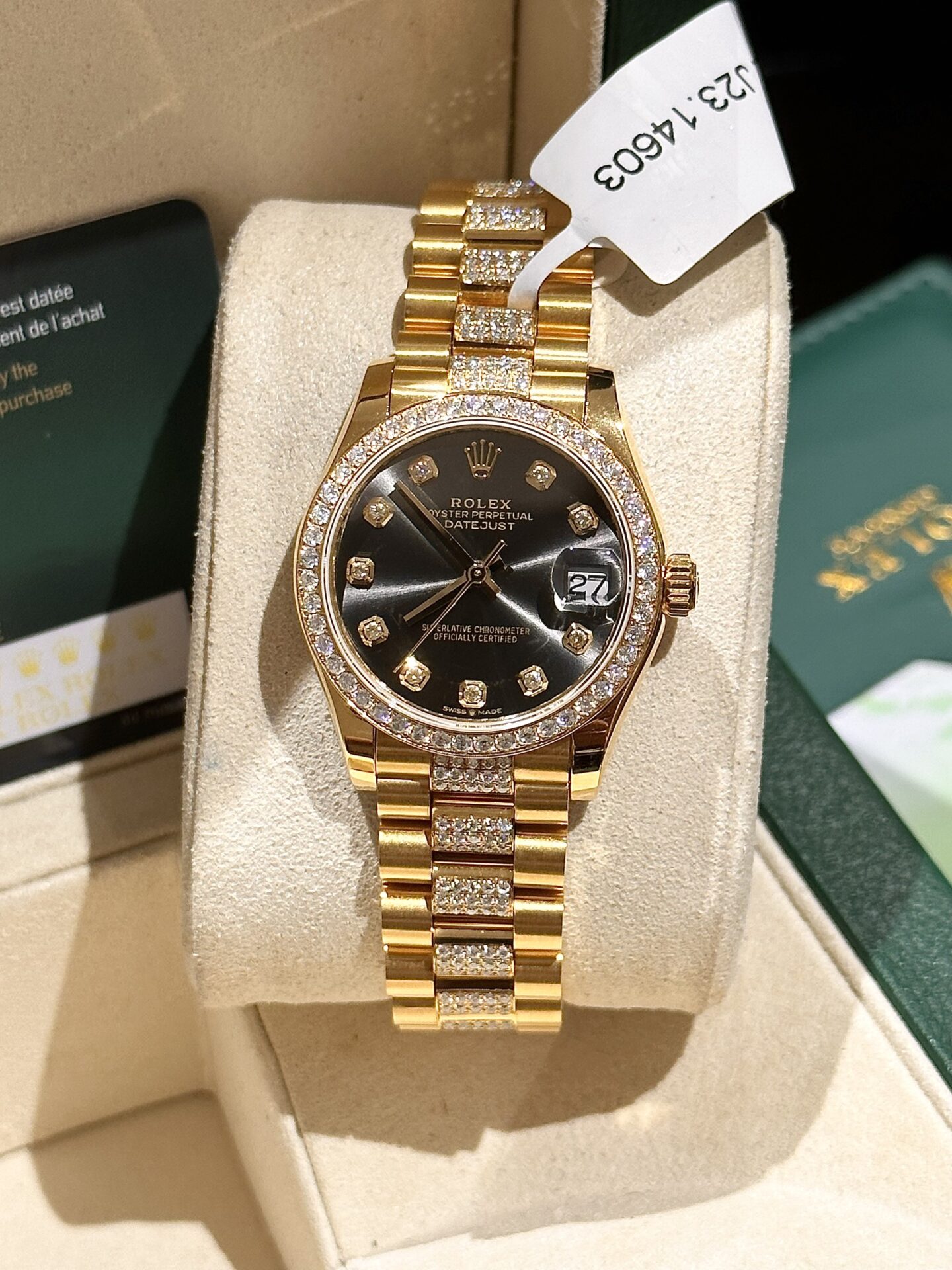 Rolex Rep 11 Watch DateJust Women s 18K Gold Wrapped With Moissanite Diamonds 31mm