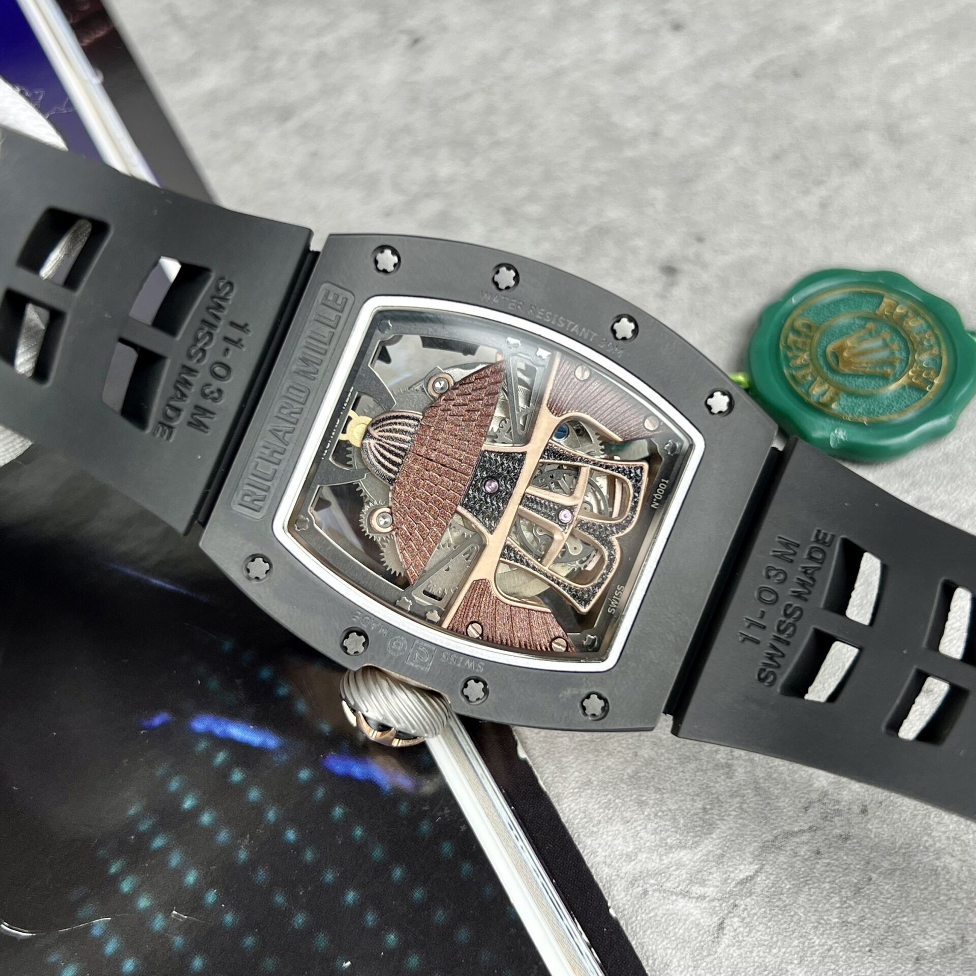 Richard Mille RM47 Best Replica Watch Black Rubber Strap Samurai Dial 42.7mm