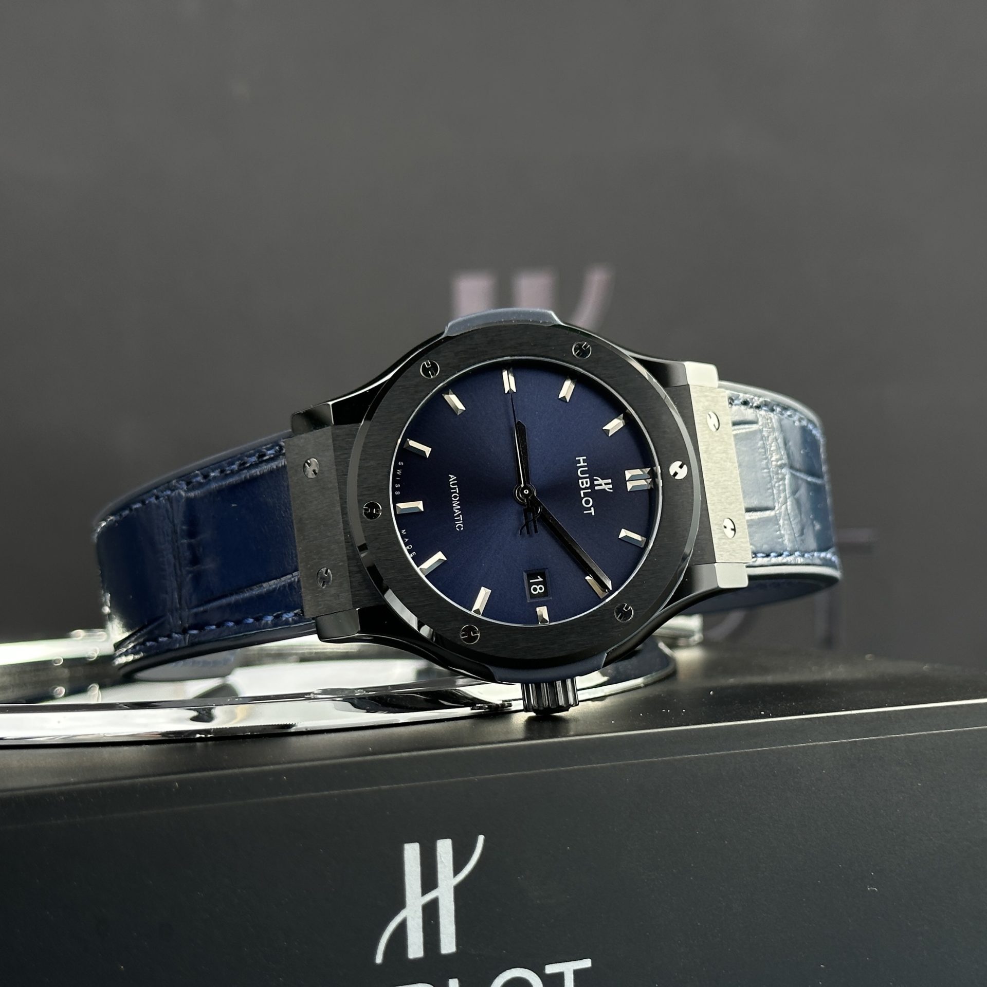 Hublot Replica 11 Watch Black Ceramic Case Blue Dial Refined Movement SW300 JJZ 42mm