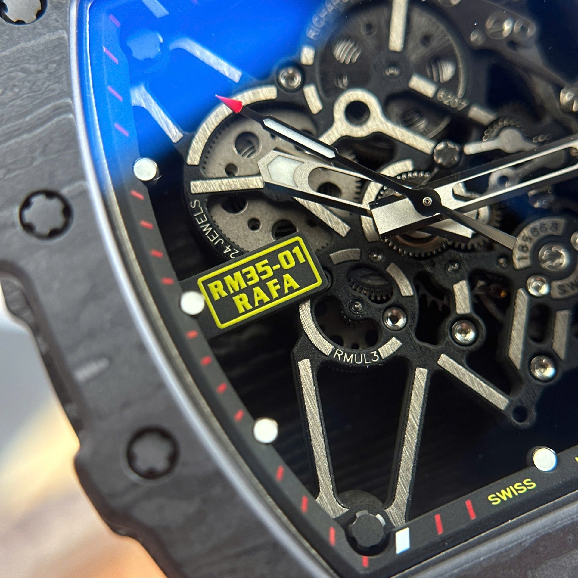 Richard Mille RM35-01 Rafael Nadal Carbon NTPT Best Copies Watches White Rubber Strap ZF Factory 49,9x43mm