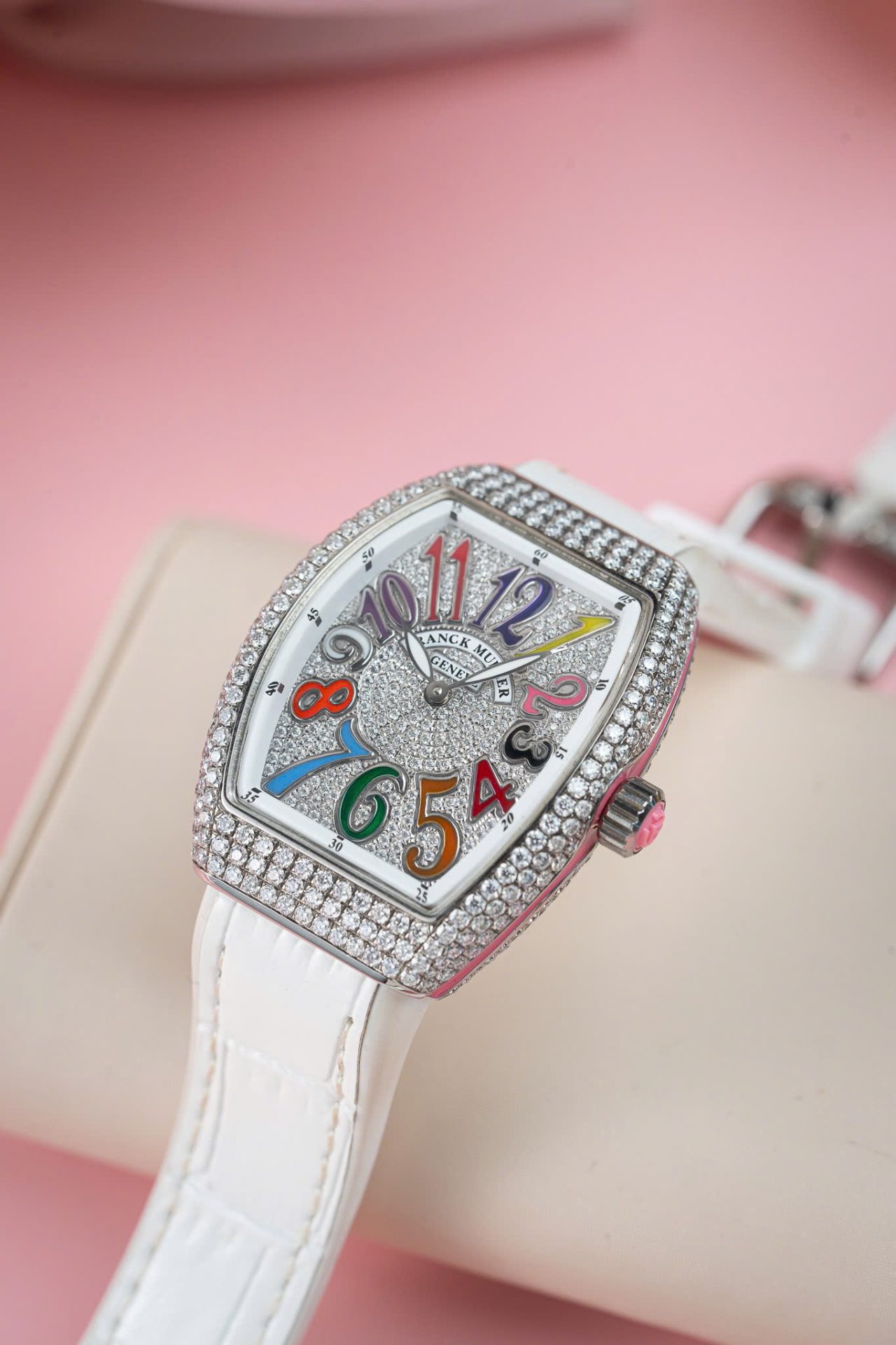Franck Muller V32 Copies Watches Custom Diamonds Moissanite Hong Kong 36mm