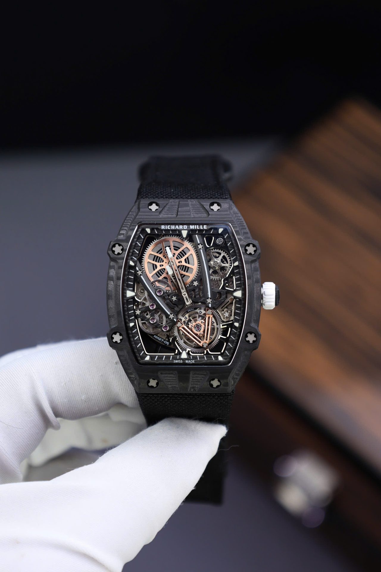 Richard Mille Copies Watches RM27-05 Rafael Nadal Carbon Black 37.25×47.25mm