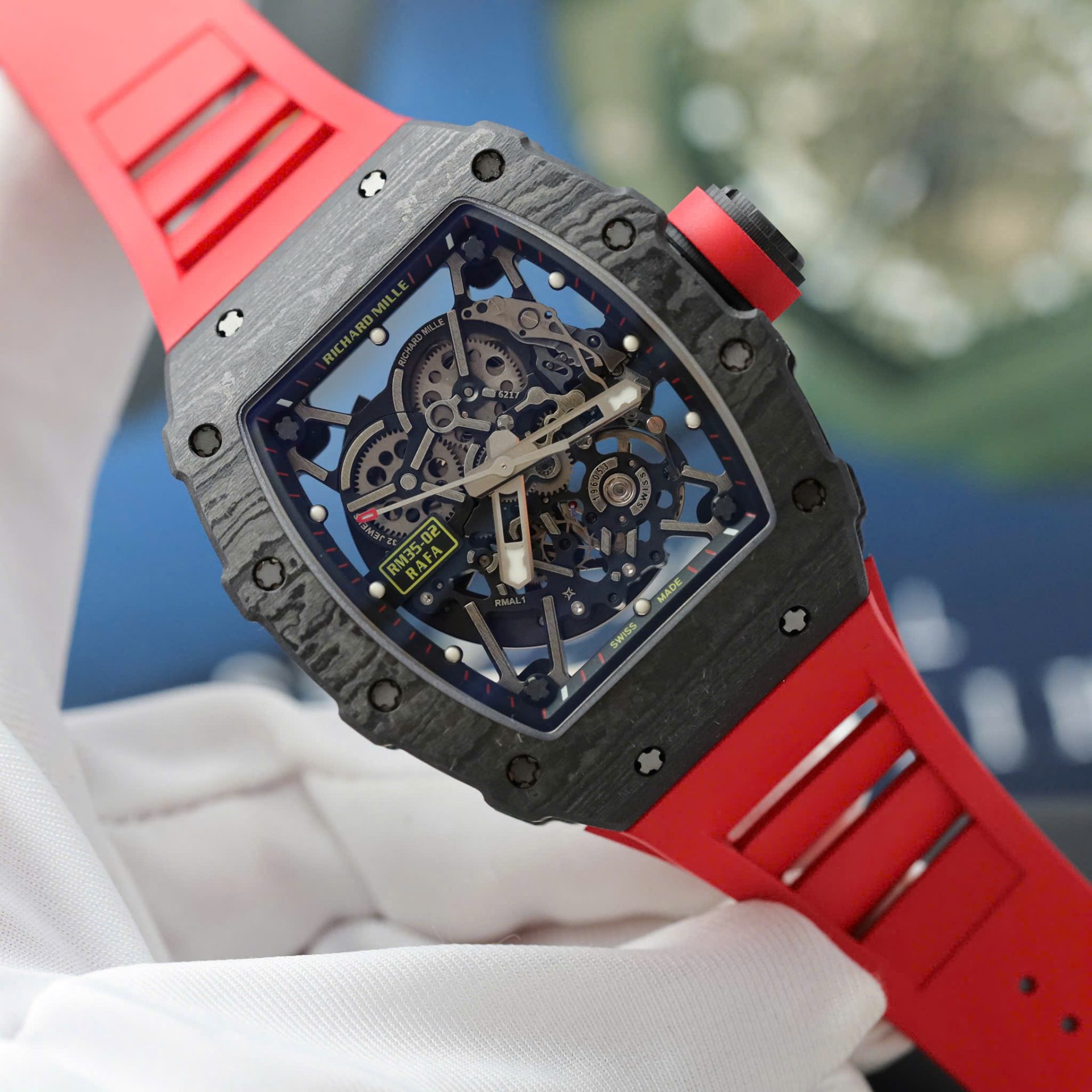Richard Mille Rm35-02 Red Imitation Watches Carbon Super Light 77 GRams ZF Factoy 44mm