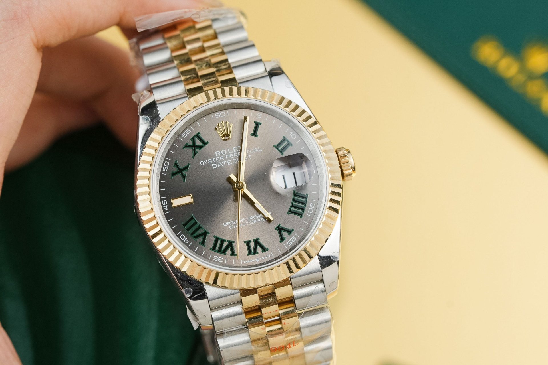 Rolex Rep 11 Watch DateJust 126231 Wimbledon Dial Gold Wrapped GM Factory 36mm