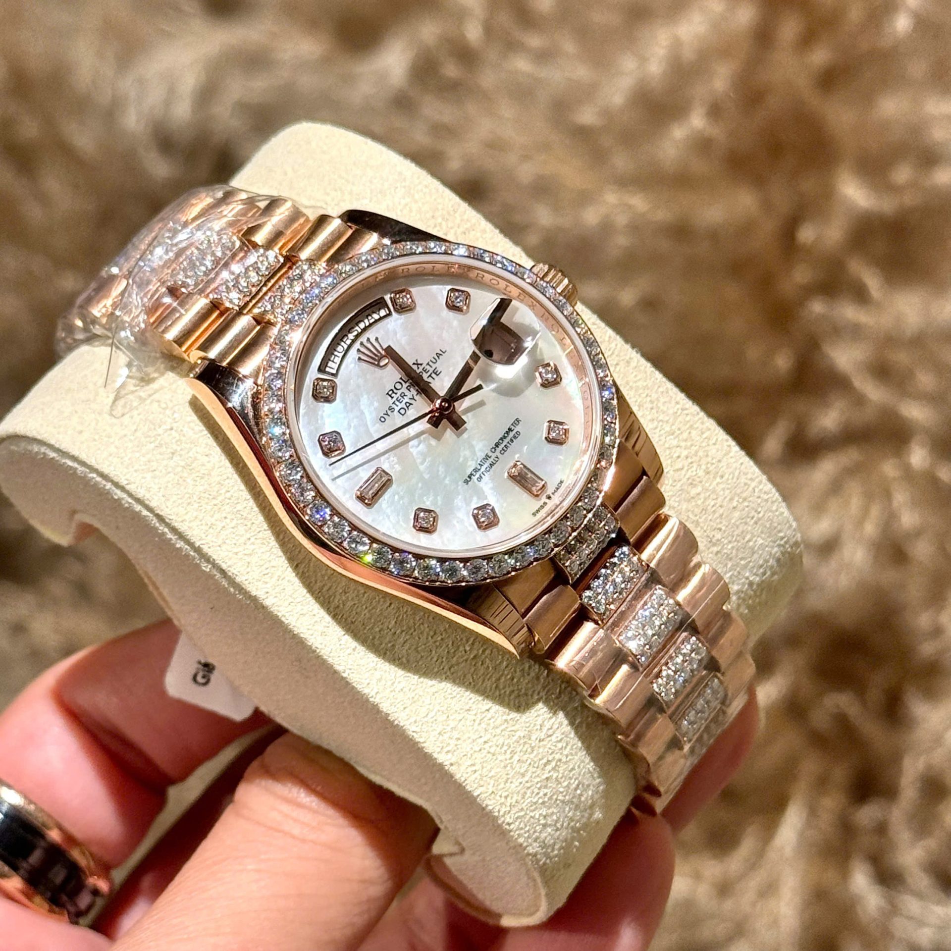 Rolex Best Replica Watch Day-Date Dial Mother Of Pearl Custom Gold Wrapped GMF 40mm