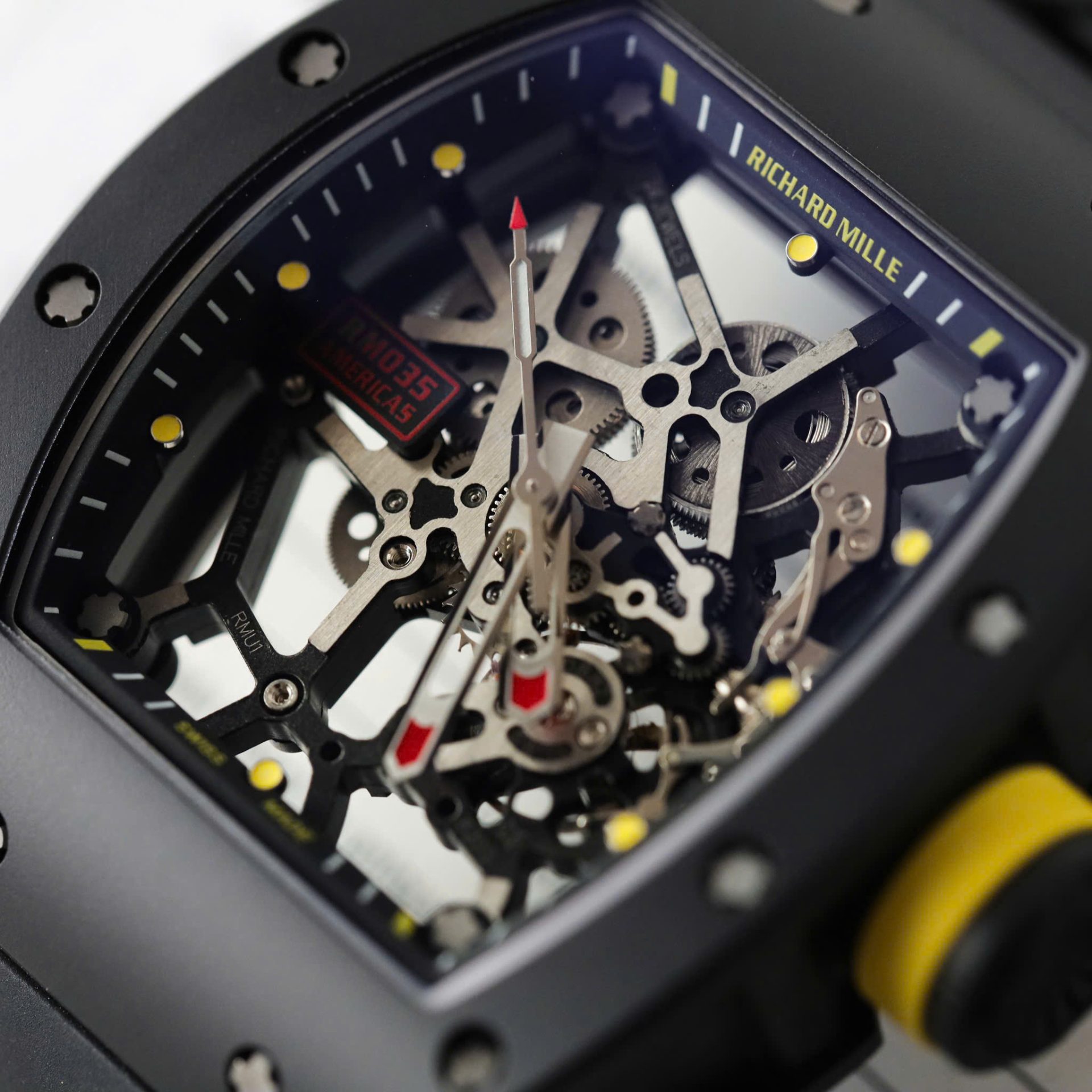 Richard Mille RM035 Americas Toro Fake Watches Black Ceramic Rubber Strap ZF Factory 40x48mm