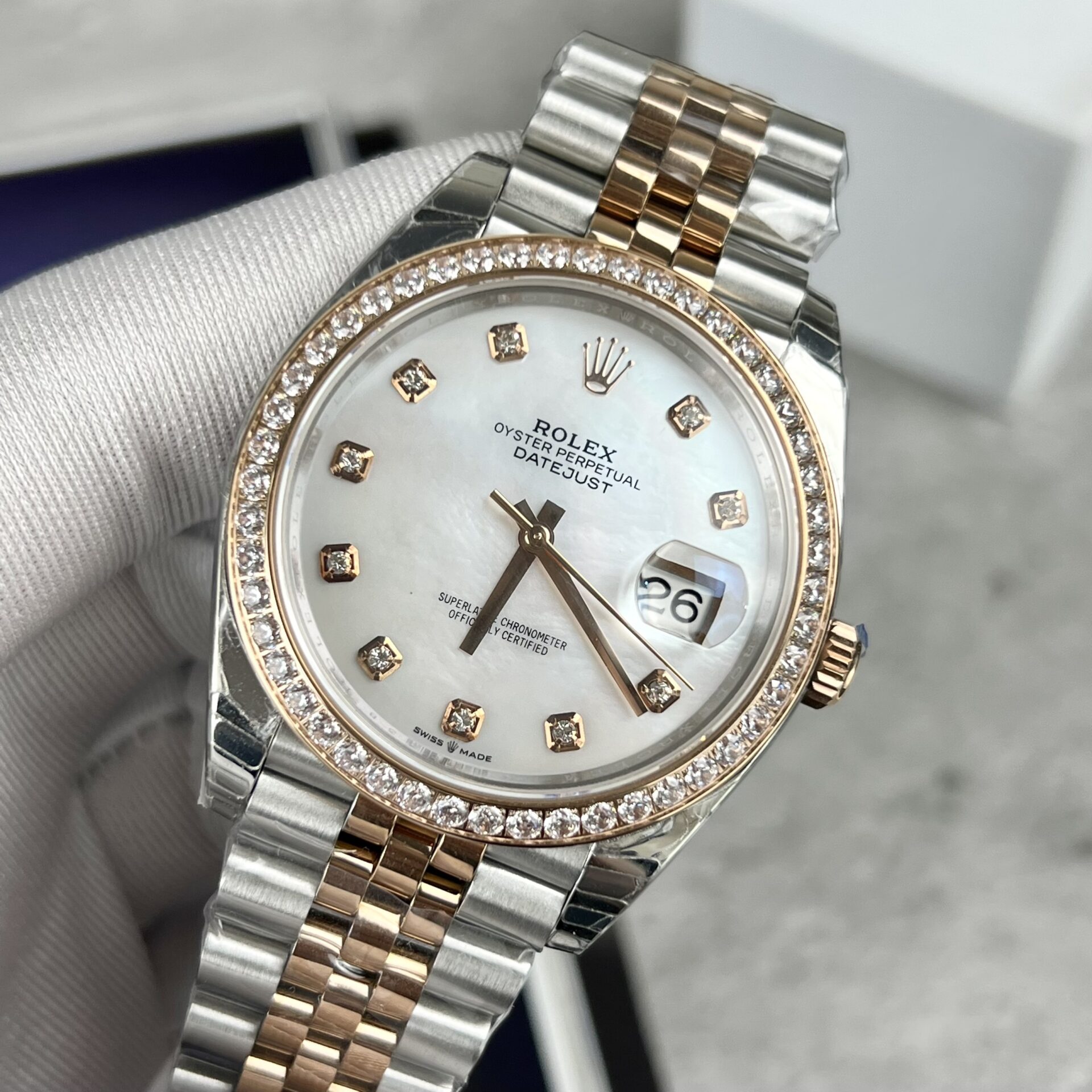 Rolex Replica 1:1 Watch DateJust Mother of Pearl Demi Strap EW Factory 31mm