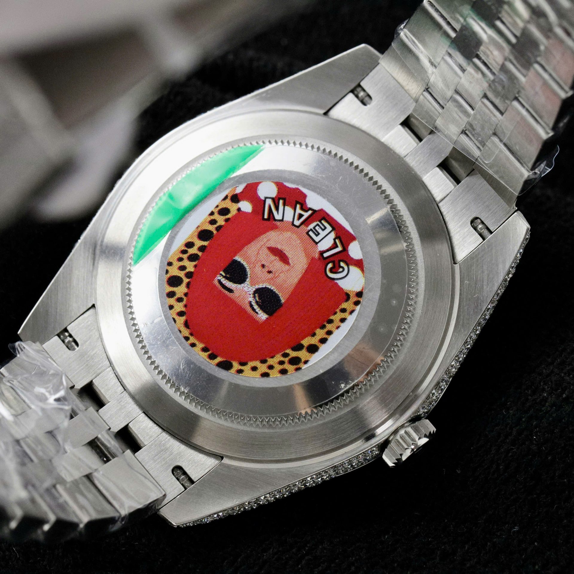 Rolex DateJust Best Copies Watch Dial Wimbledon Encrusted Moissanite Hong Kong 41mm