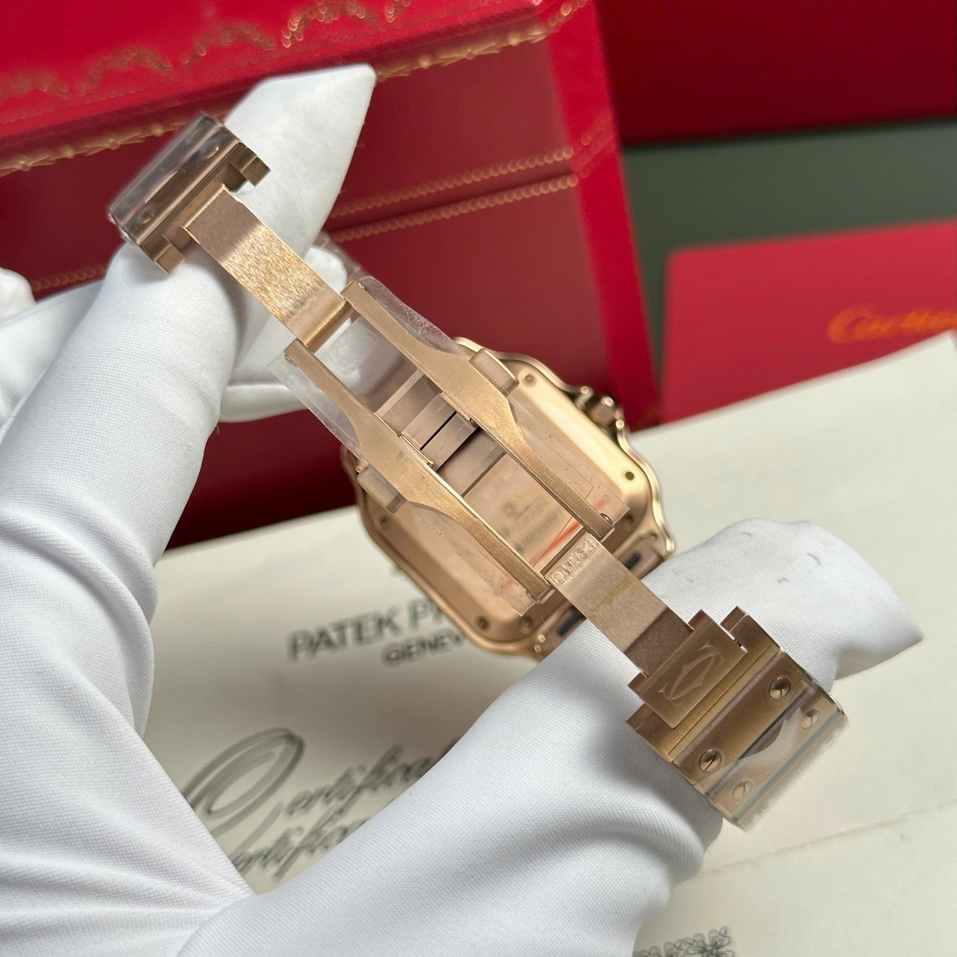 Cartier Santos Rose Gold Replica 11 Watch Dial White BV Factory 35mm