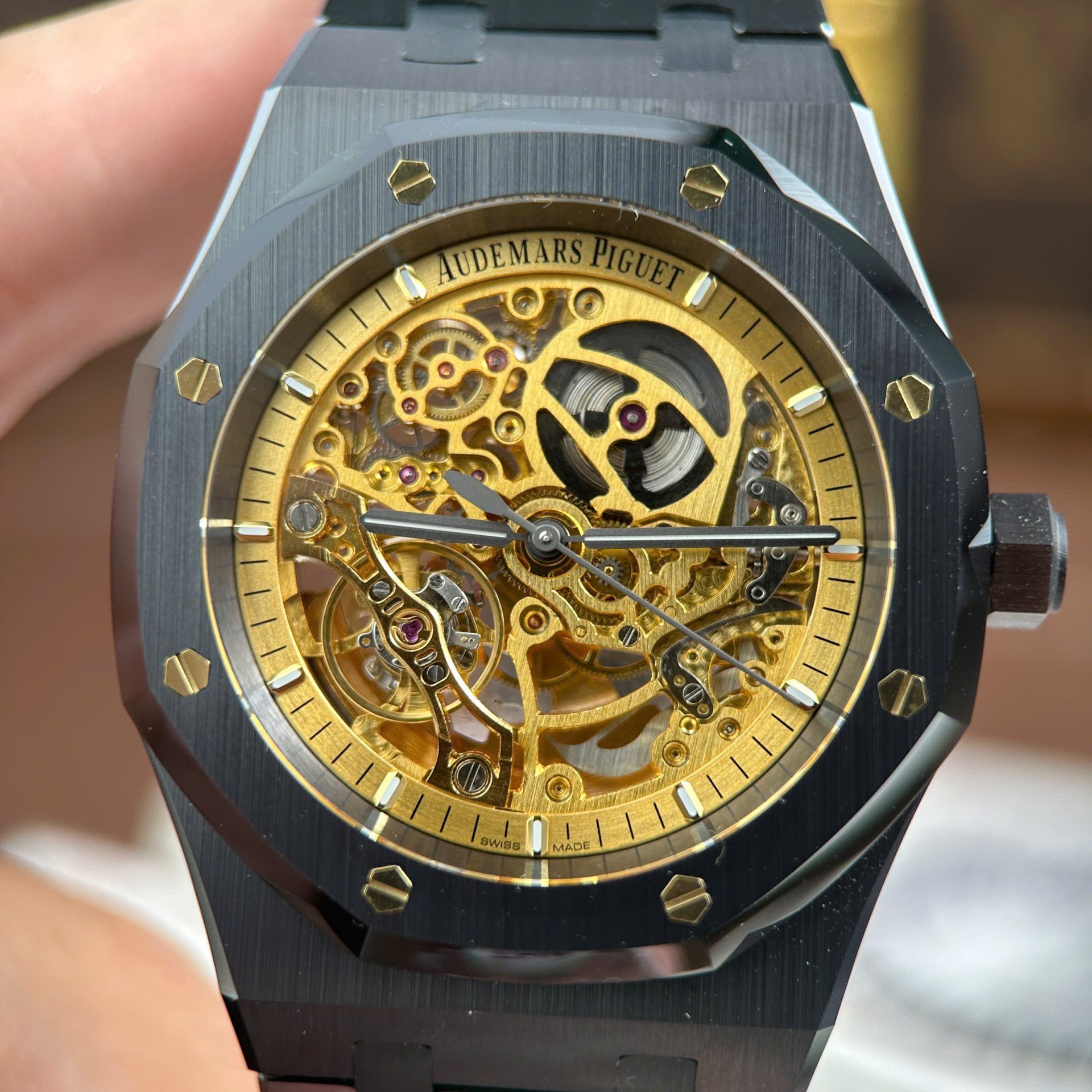 Audemars Piguet Royal Oak 15416 Black Ceramic Best Replica Watches Dial Skeleton THB Factory 41mm