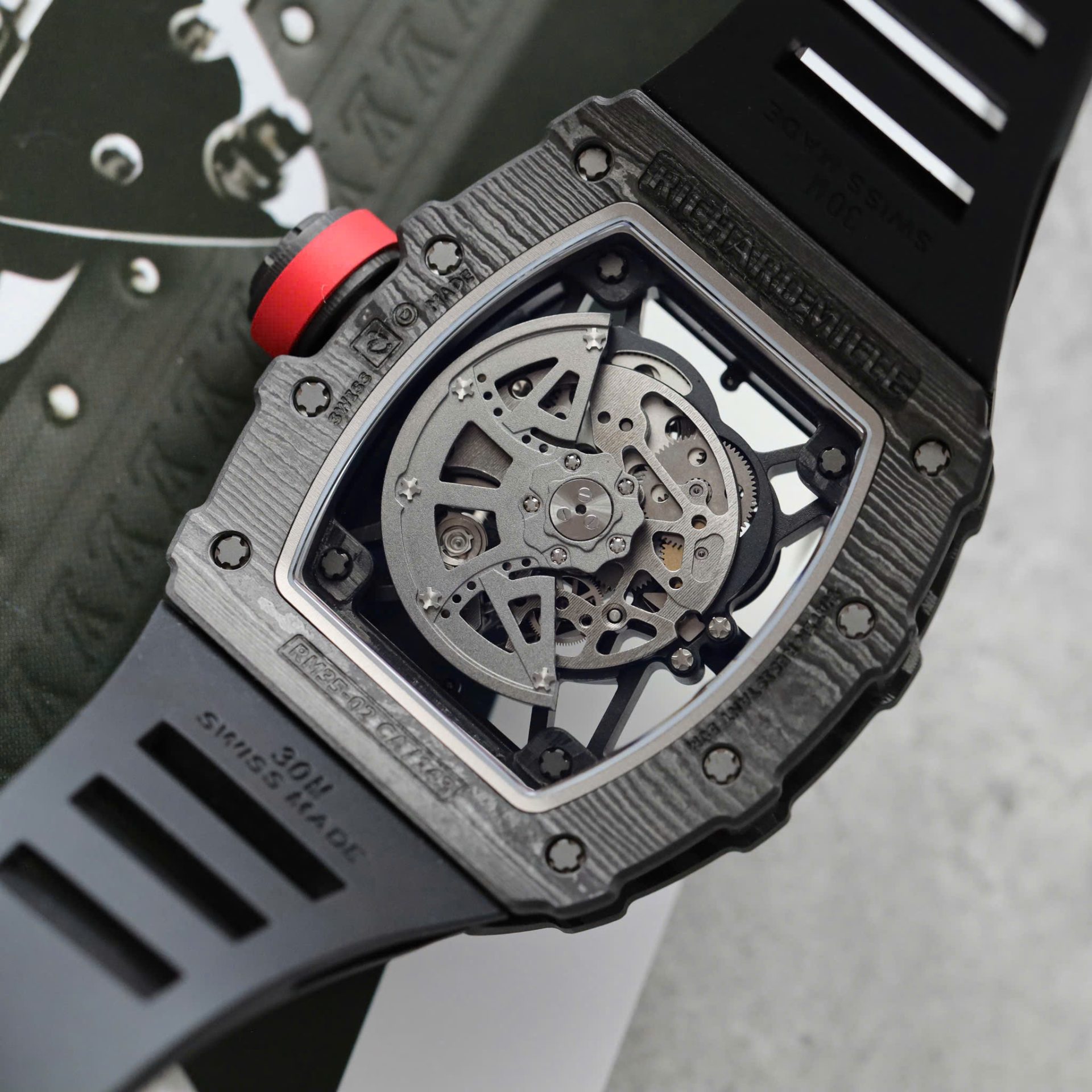 Richard Mille Rm35-02 Black Copies Watches Carbon Super Light ZF Factoy 44mm