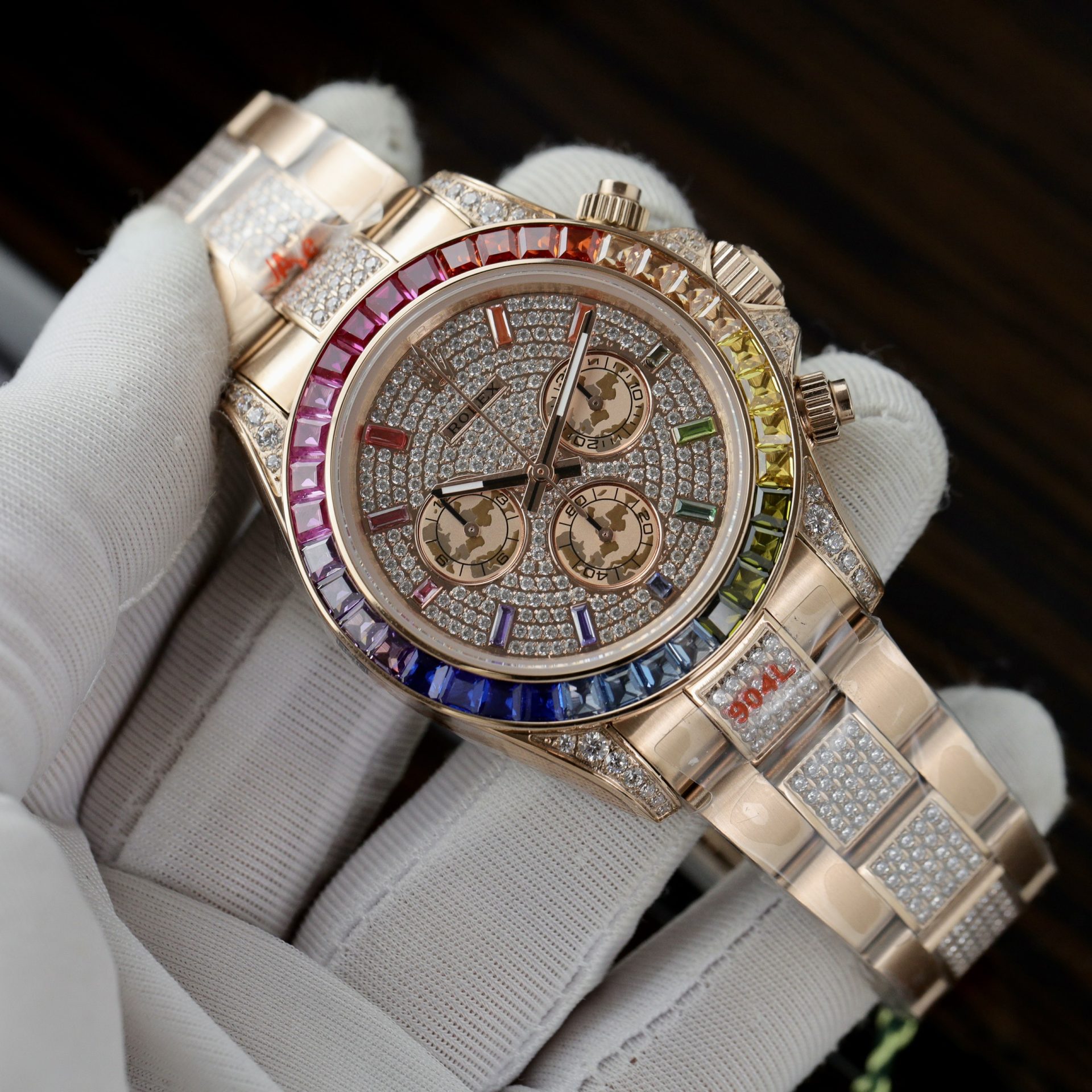 Rolex Replica 1:1 Watch Daytona Rainbow Full CZ Stone High Quality 40mm