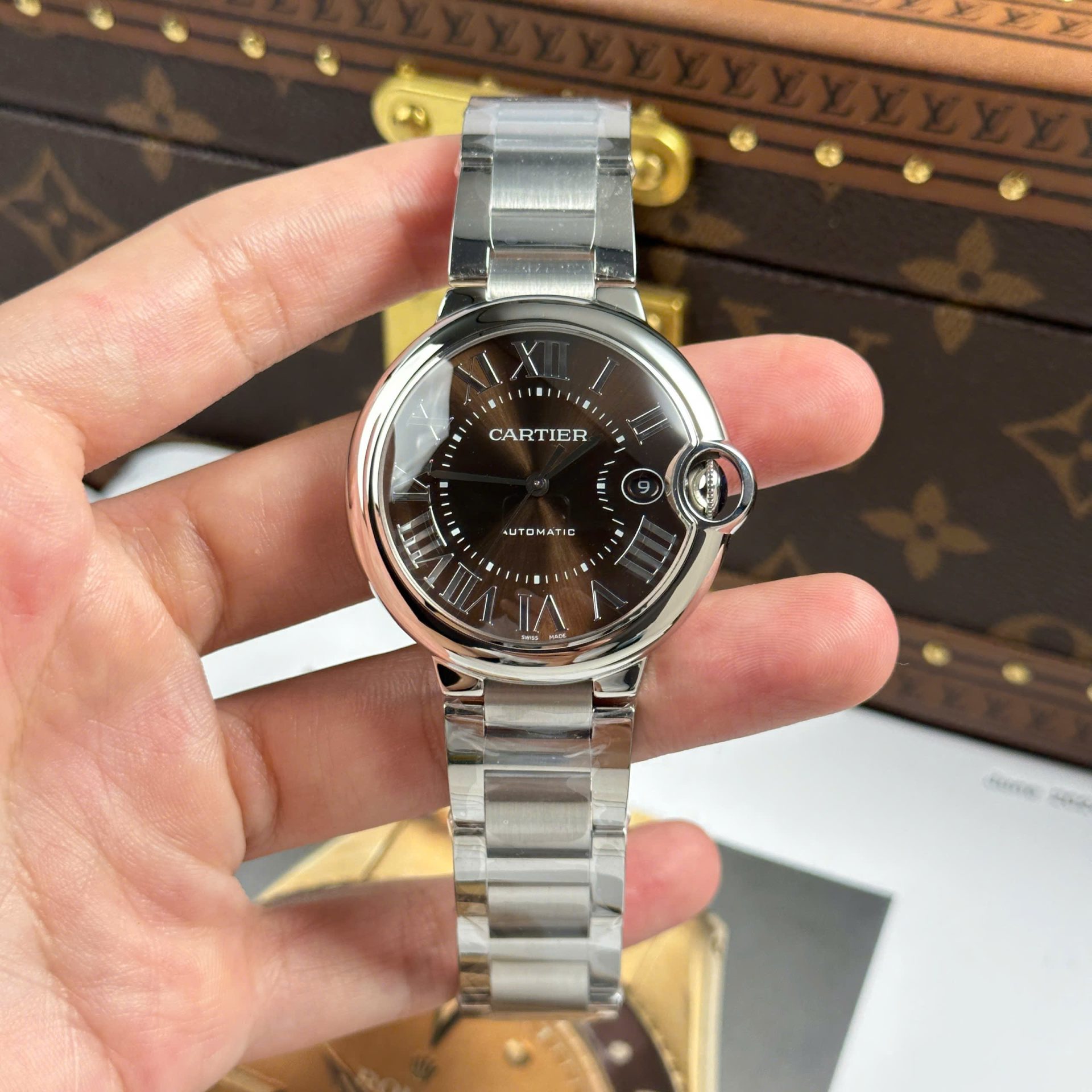 Cartier Ballon Bleu Luxury Imitation Watches Brown Dial Automatic Moevement AF Factory 40mm
