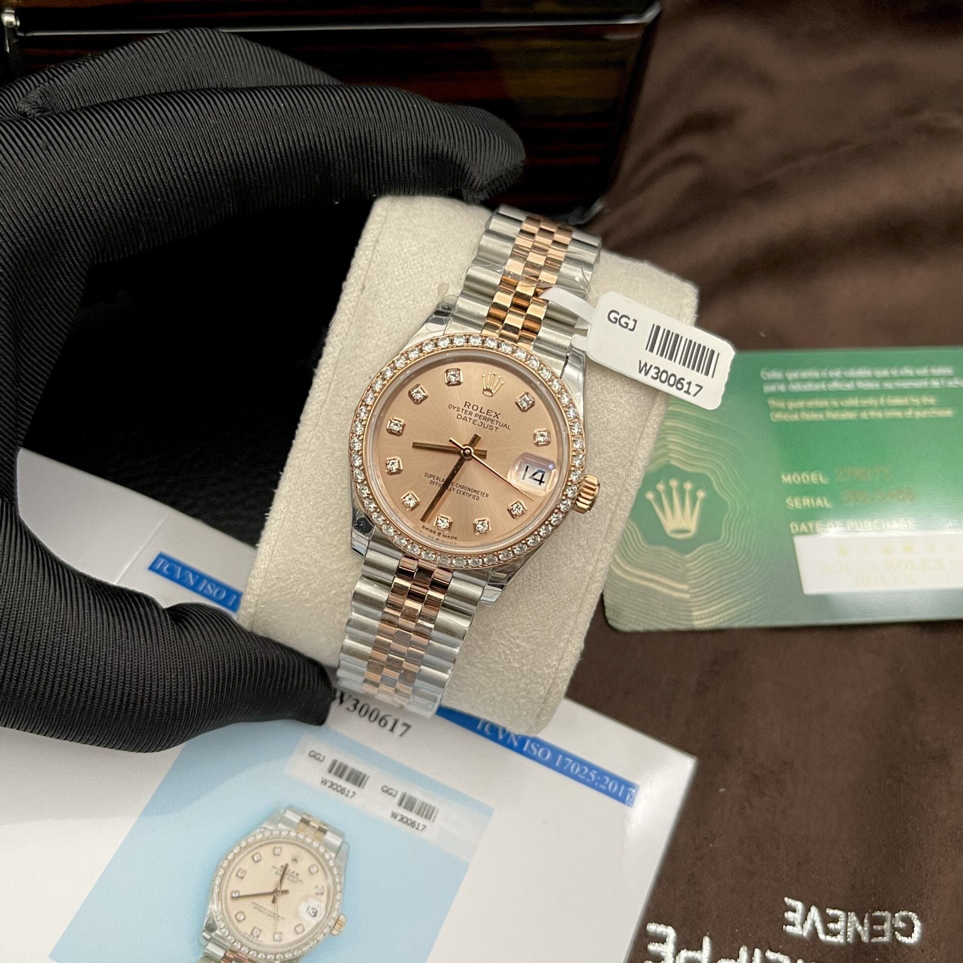 Rolex Rep 11 Watch DateJust Pink Dial Moissanite Diamond Bezel EW 31mm