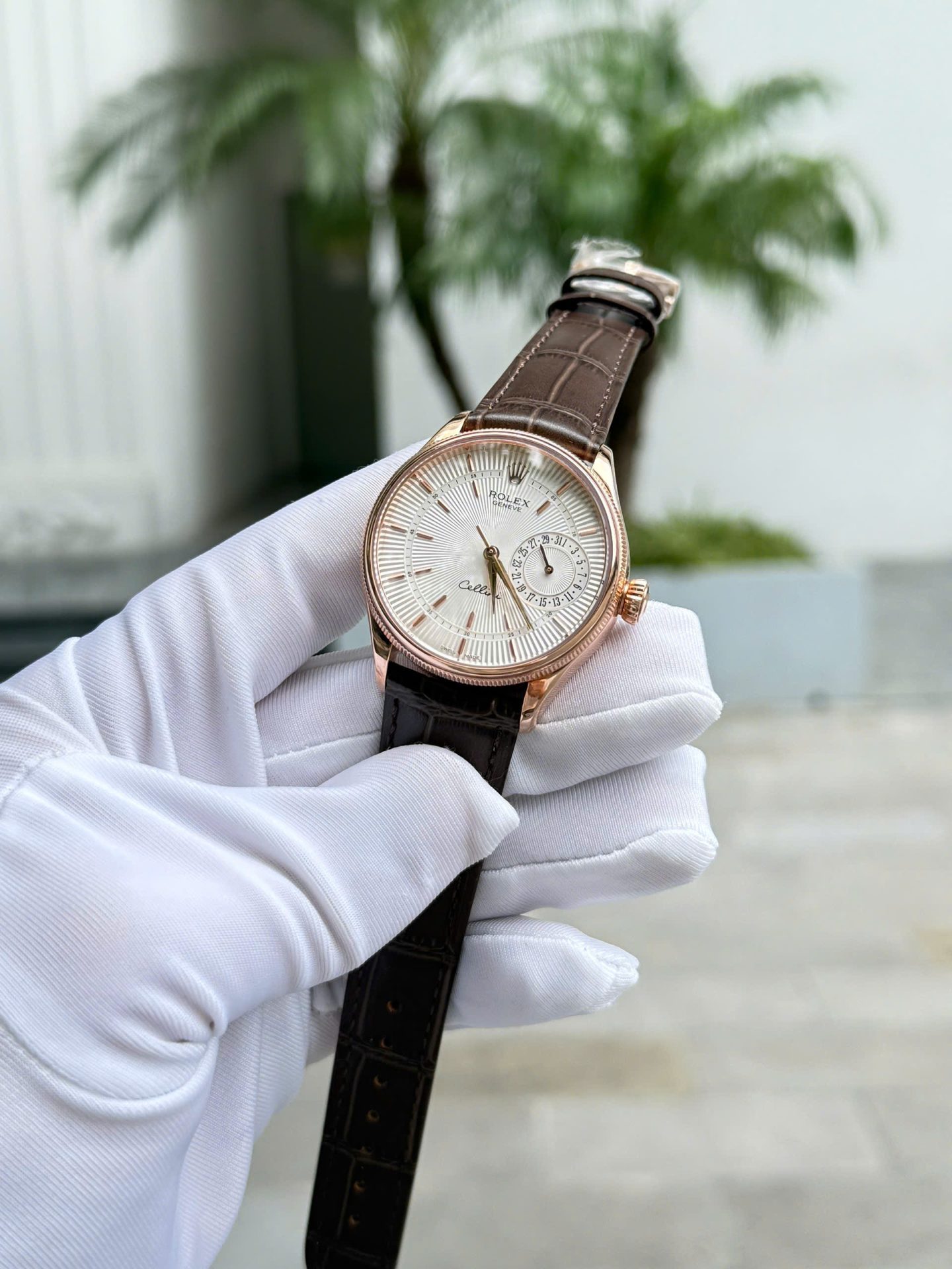 Rolex Cellini 50515 White Dial Replica Watches 18K Gold Wapped Custom 39mm