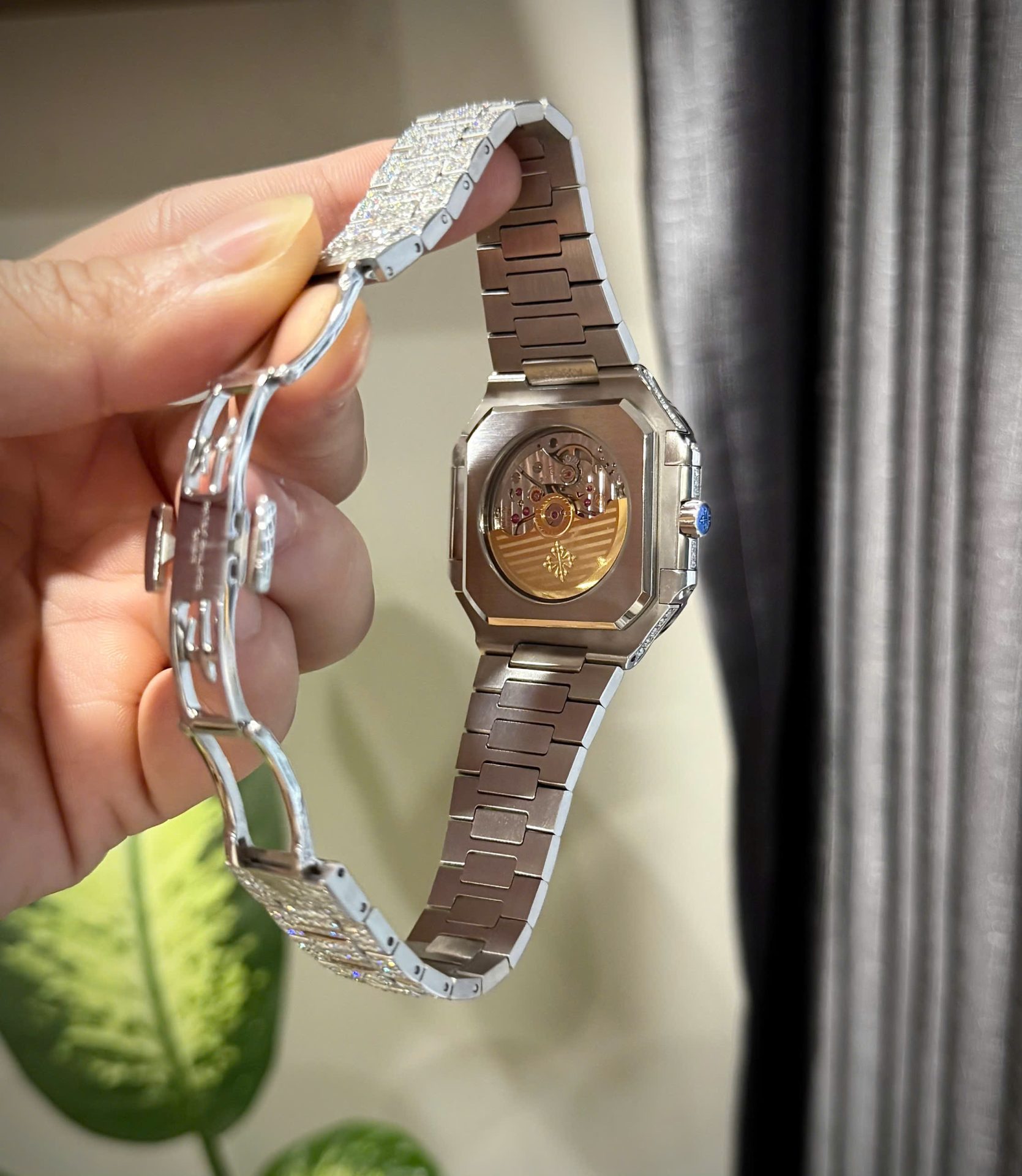 Patek Philippe Cubitus 5821 Dial Brown Custom Full Diamonds Moissanite Hong Kong 45mm