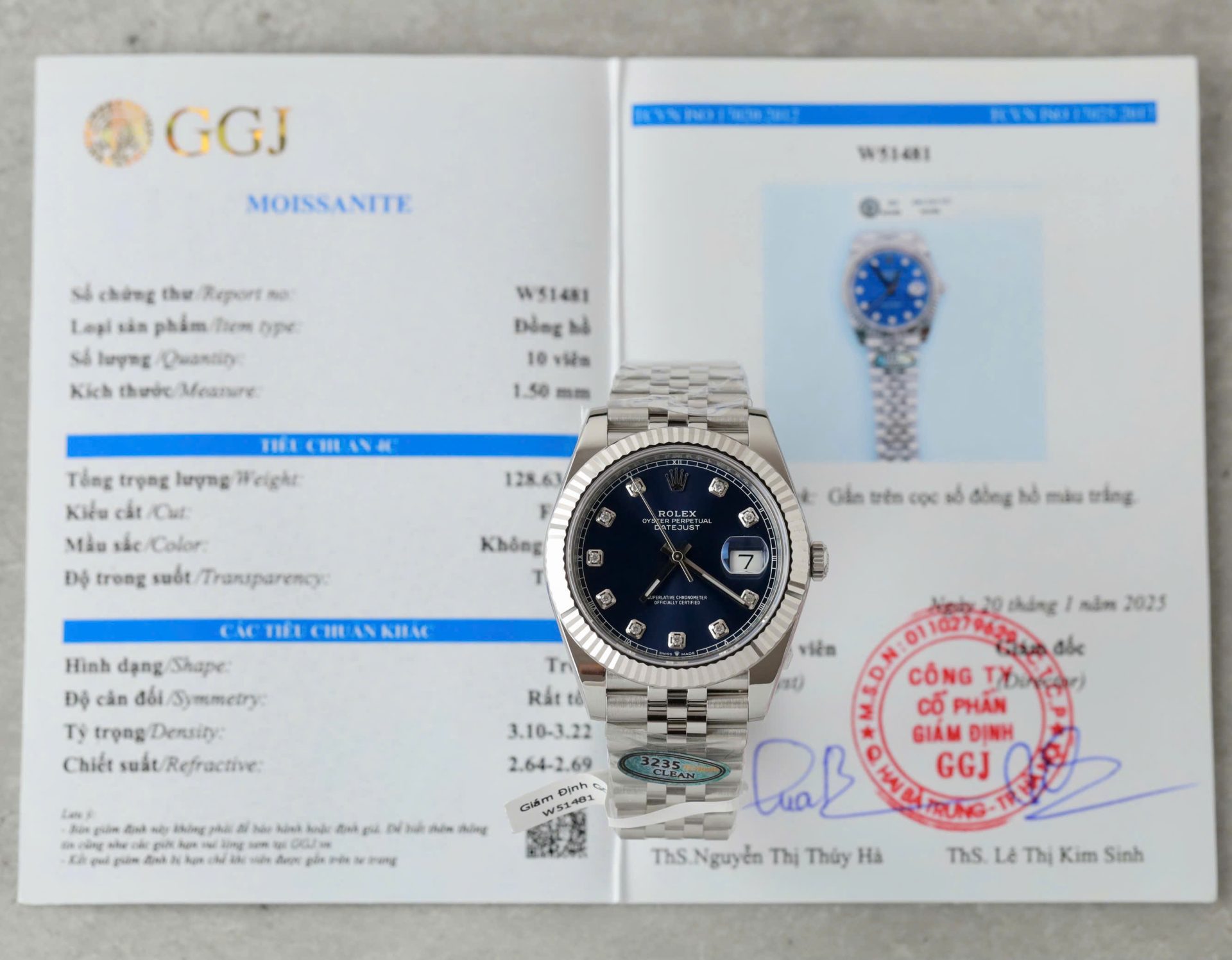 Rolex DateJust Knock Off Watches Blue Dial Moissanite Diamonds Clean Factory 41mm