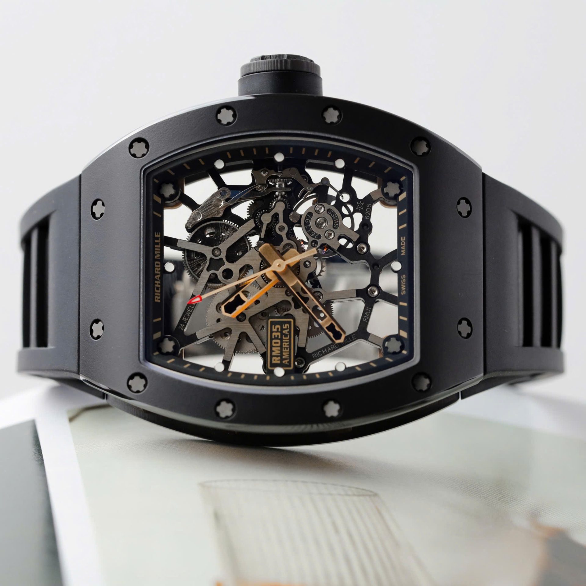 Richard Mille RM035 Americas Toro Clone Watches Black Ceramic Rubber Strap ZF Factory 40x48mm