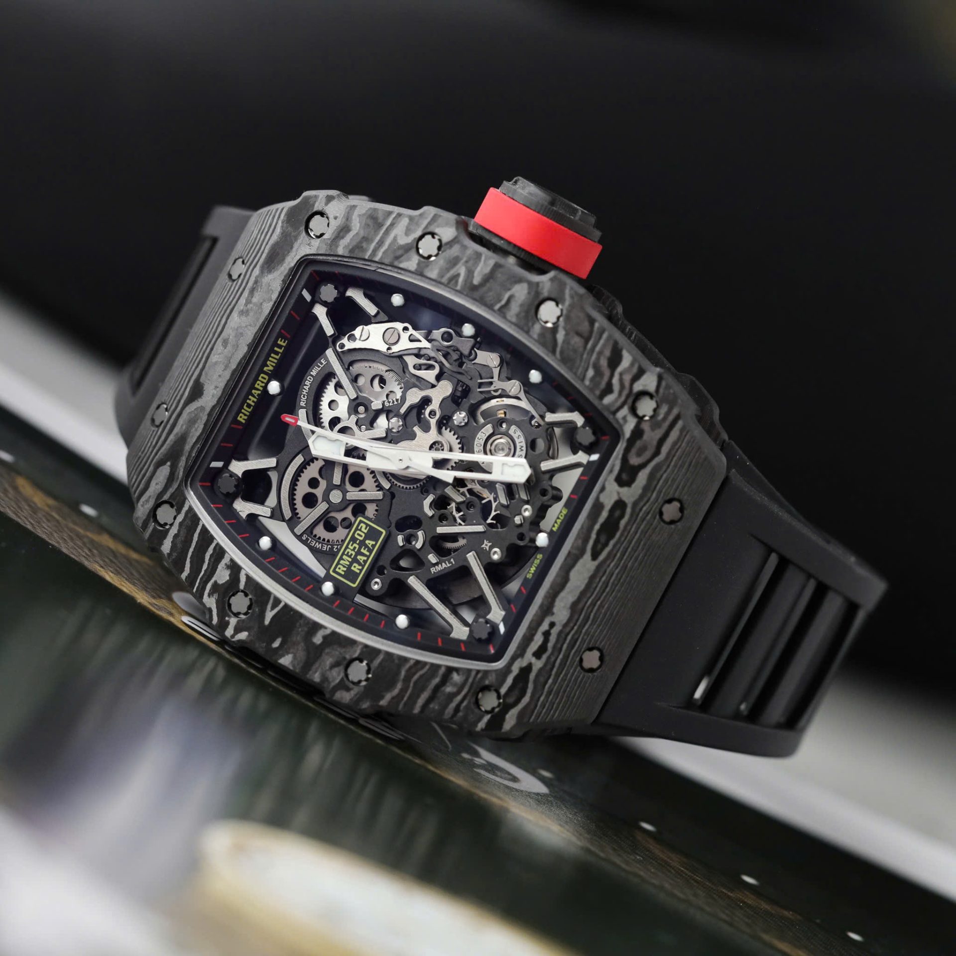 Richard Mille Rm35-02 Black Copies Watches Carbon Super Light ZF Factoy 44mm