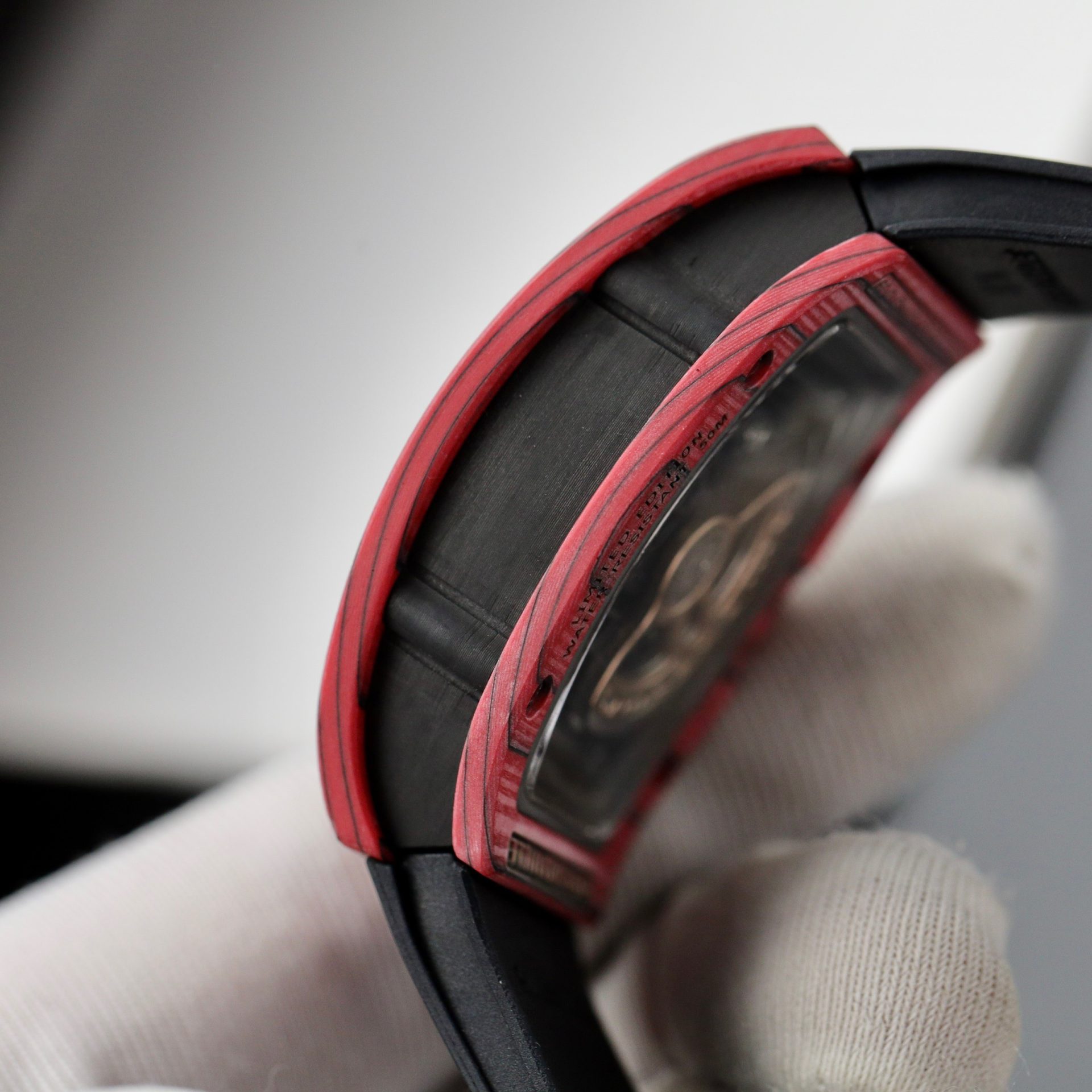 Richard Mille Rep 1:1 Watch RM07 Carbon Red Black Rubber Strap 36mm