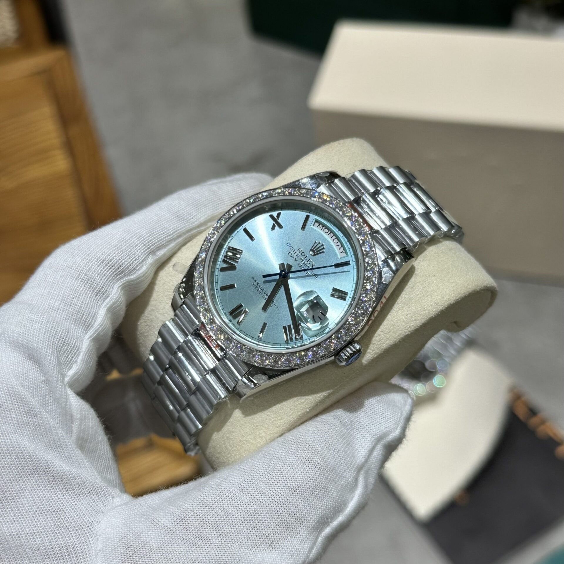 Rolex Replica Watch Day-Date 228236 Moissanite Green Dial 168gram GM V3 40mm