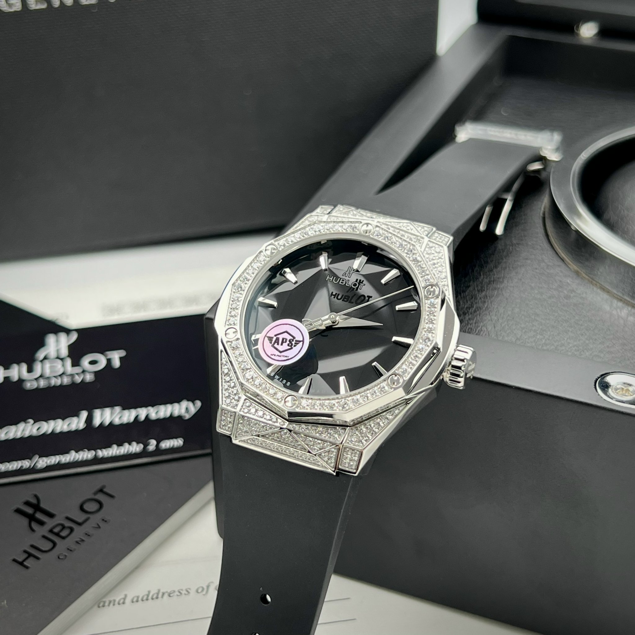 Hublot Replica Watch Classic Fusion Orlinski Full Diamonds Titanium Rubber Strap APS 40mm