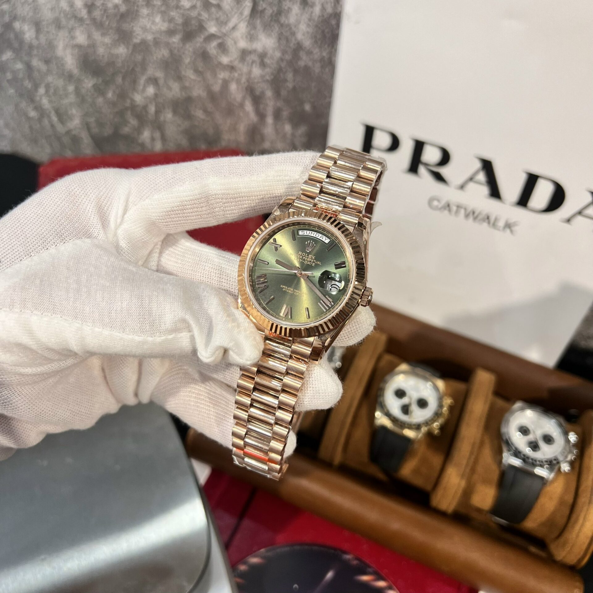 Rolex Replica 1:1 Watch Day-Date 228235 Green Dial Rose Gold Plated GM Factory V2 40mm