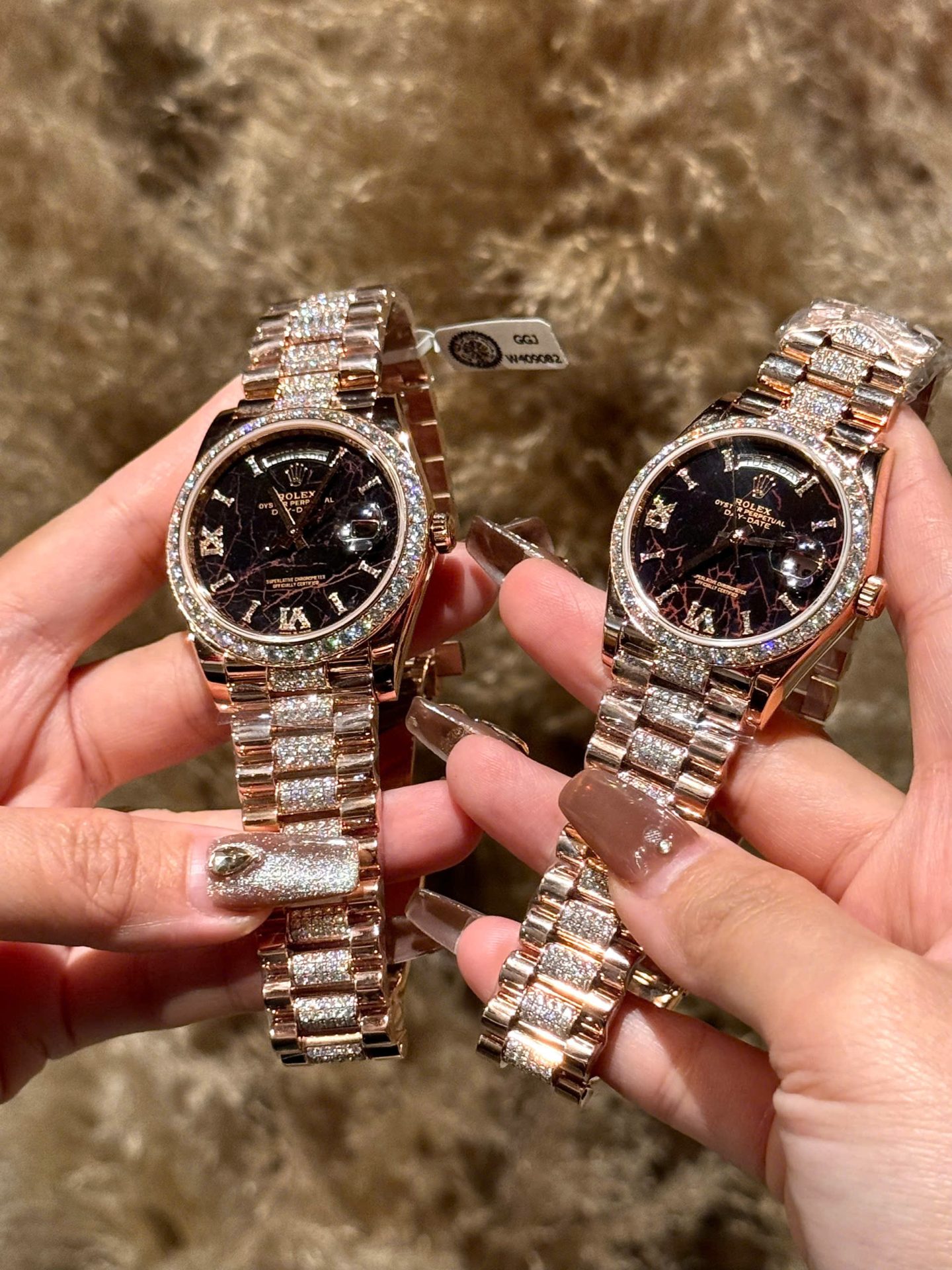 Rolex Day-Date Replica Watch Meteorite Dial Custom Moissanite Diamonds Hong Kong 40mm